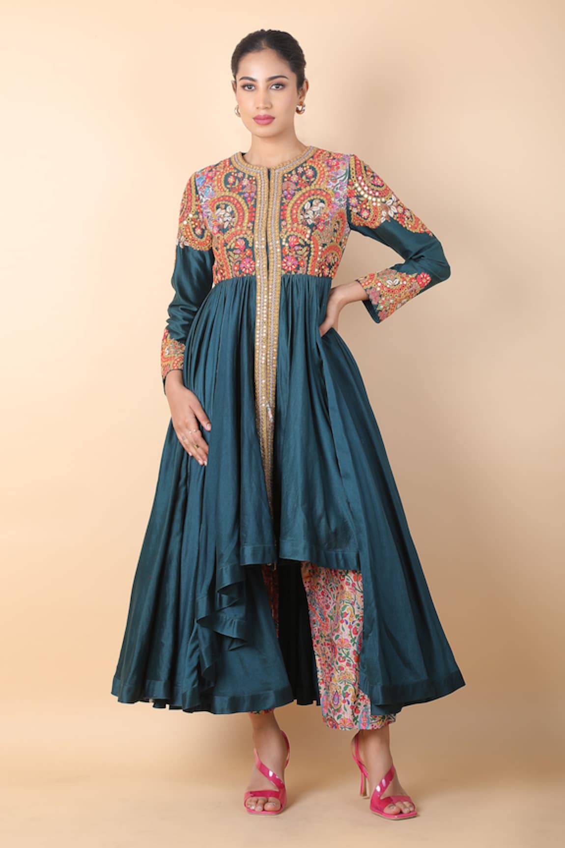 Debyani + Co Embroidered Kalidar Kurta & Pant Set