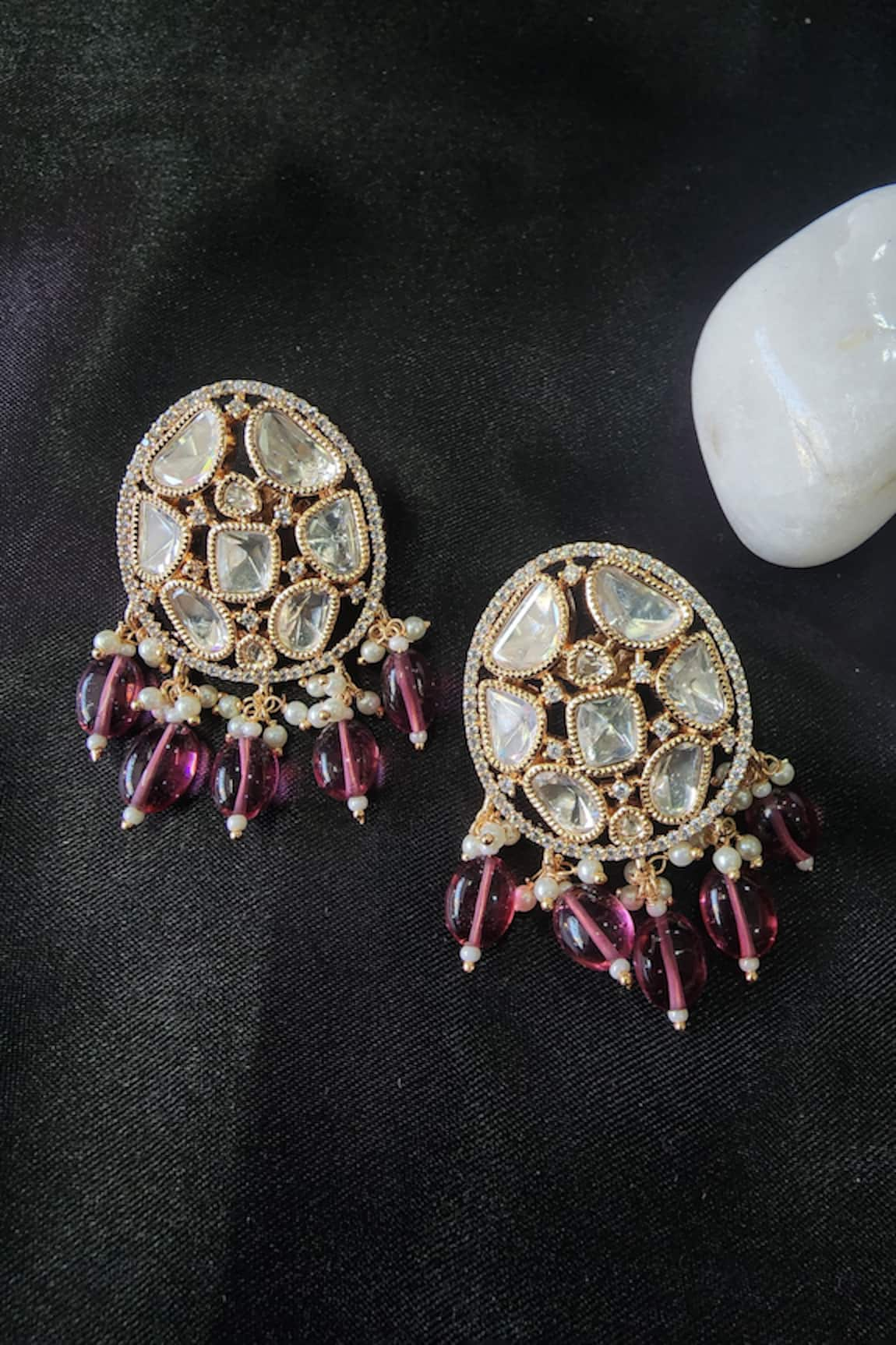 The Bling Girll Kundan & Bead Drop Embellished Studs