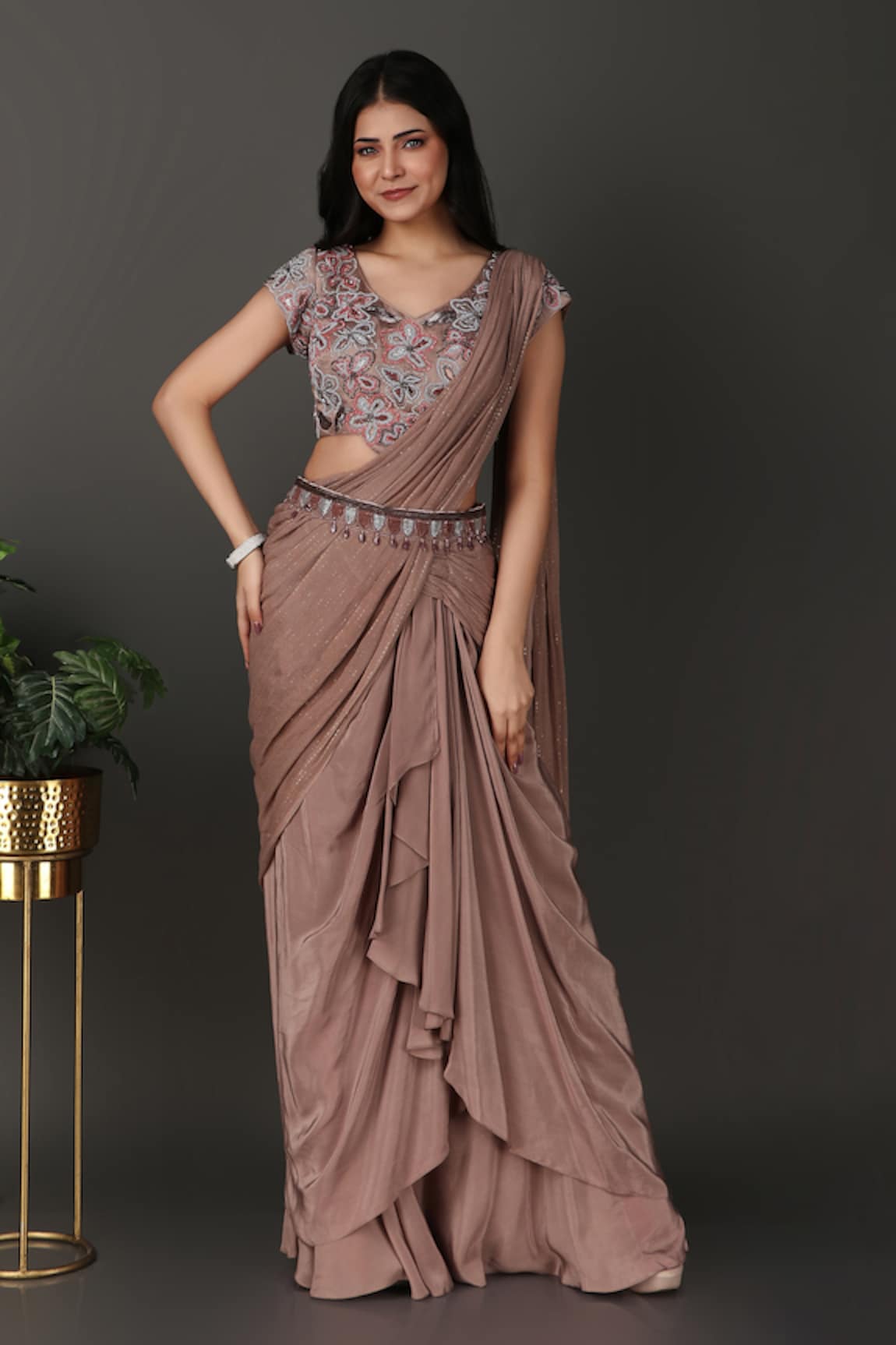 Jalwa by Nidhi Kejriwal Pre-Draped Saree With Embroidered Blouse