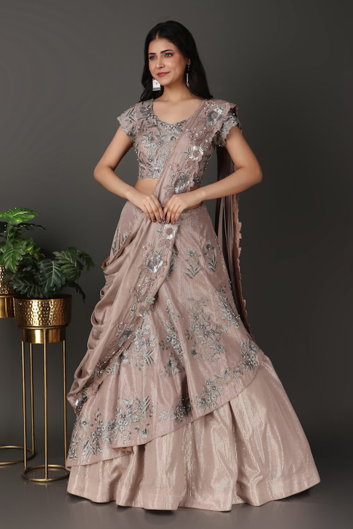 Jalwa by Nidhi Kejriwal Border Work Pre-Draped Lehenga Saree With Blouse