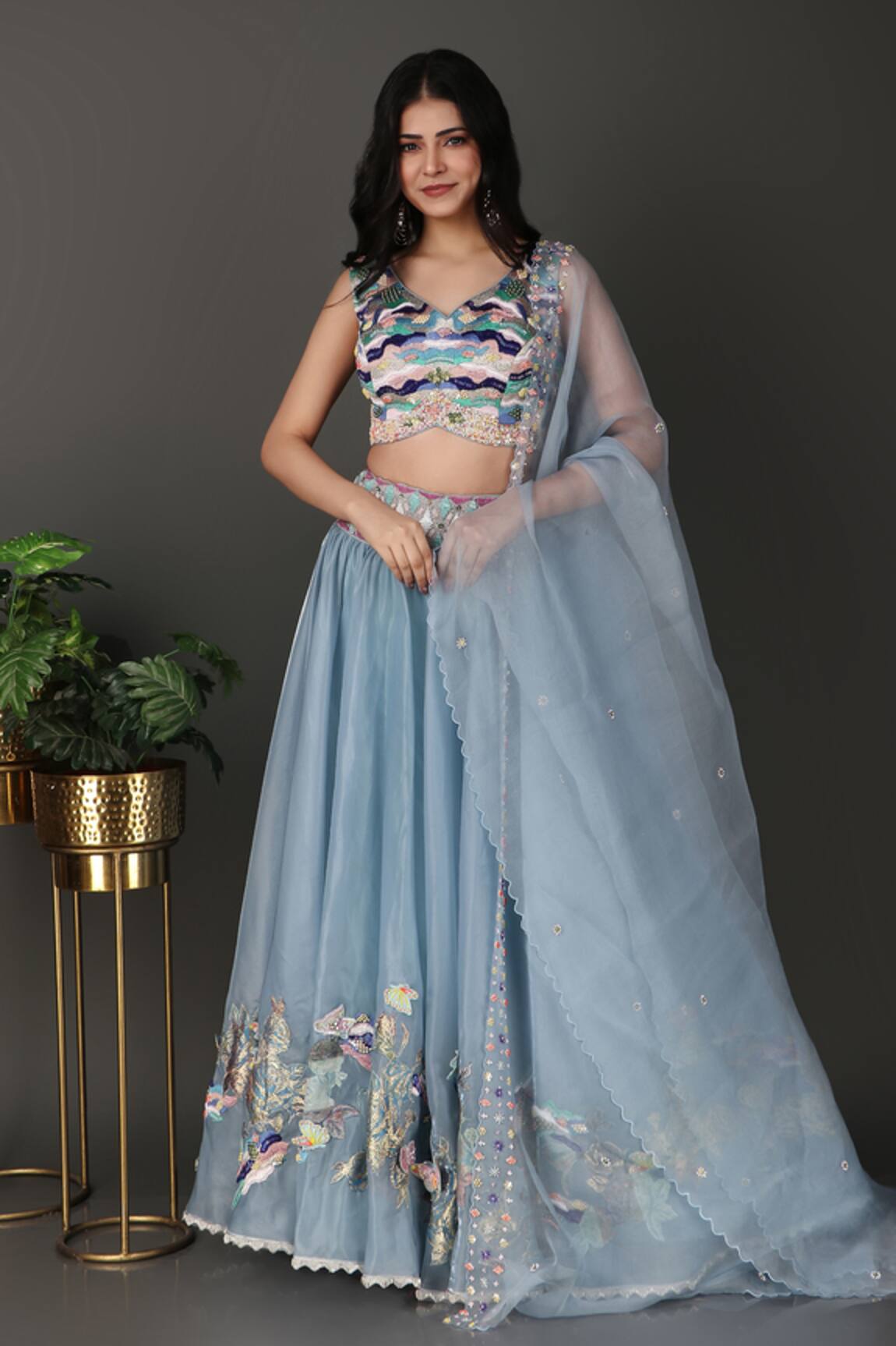 Nidhi Kejriwal Embroidered Blouse Lehenga Set