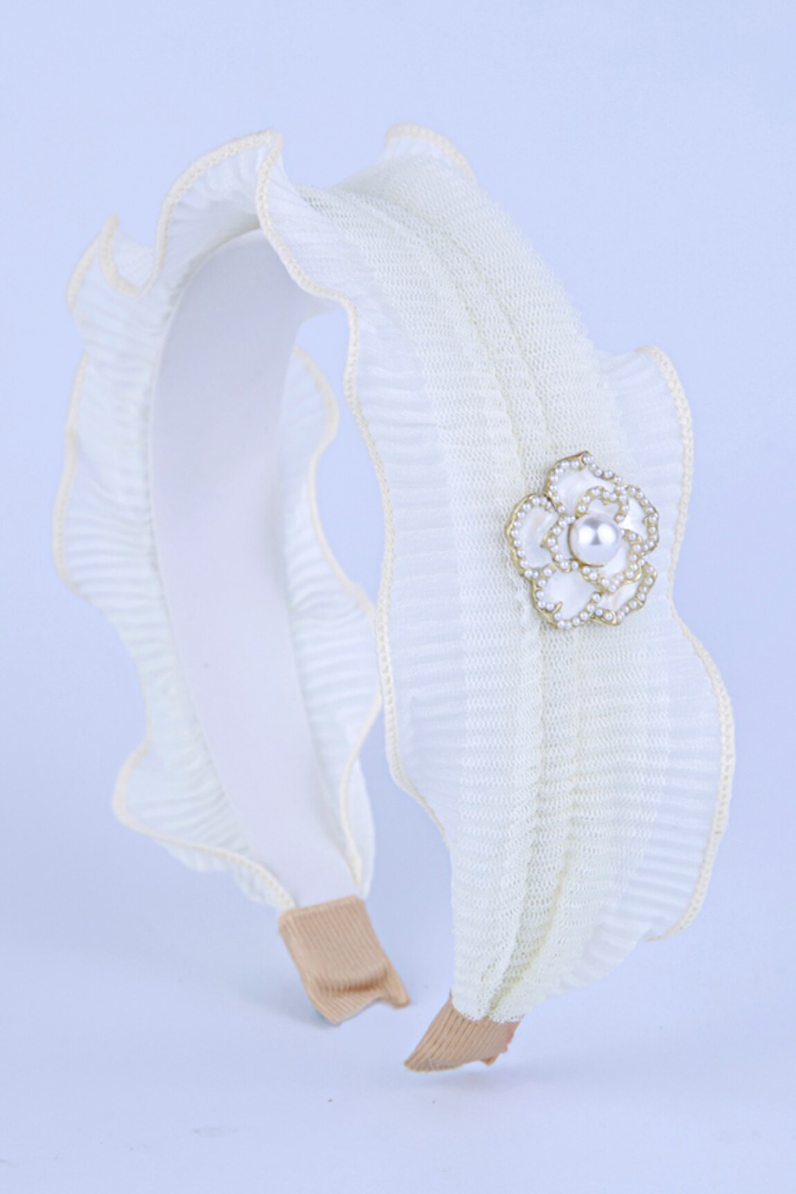 Choko Pearl Encrusted Floral Pleated Hairband