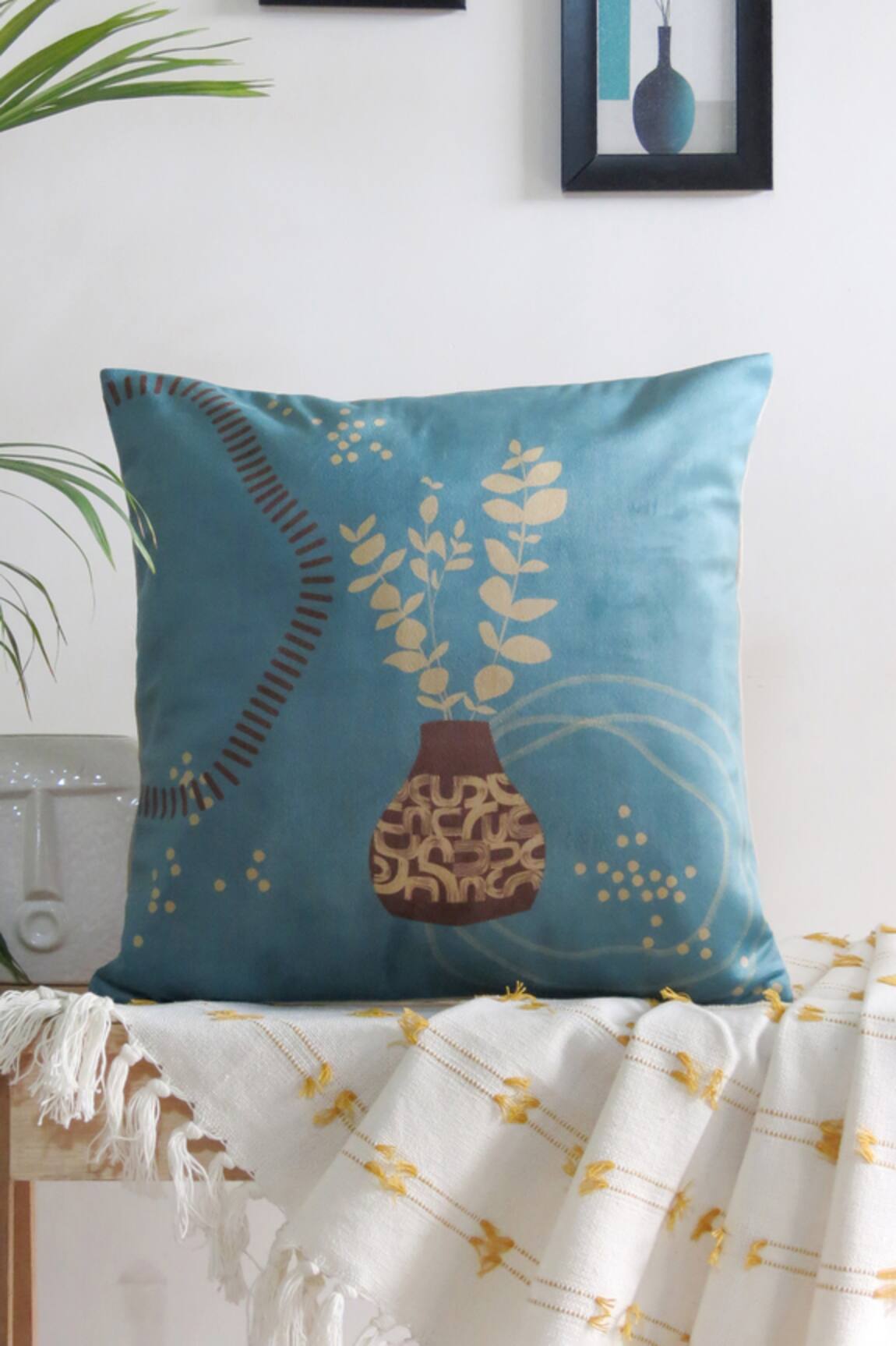 Mid July Home Printed Velvet Nature-Inspired Cushion Cover