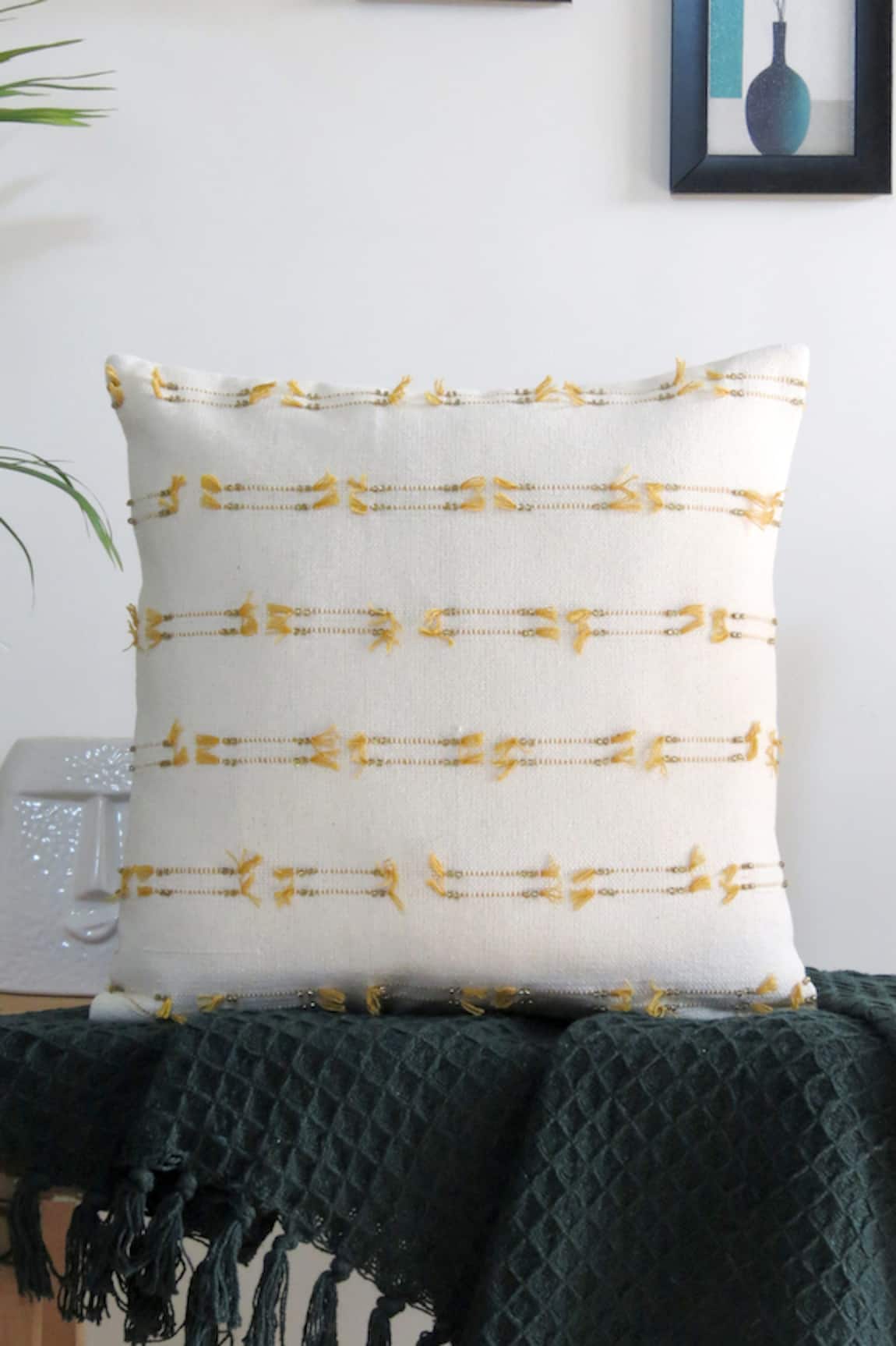 Mid July Home Hand Embroidered Cotton Cushion Cover