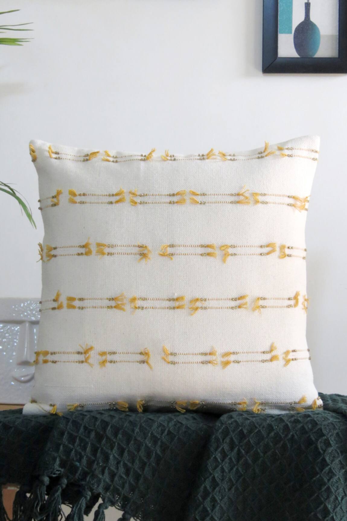 Mid July Home Cotton Hand Embroidered Cushion Cover