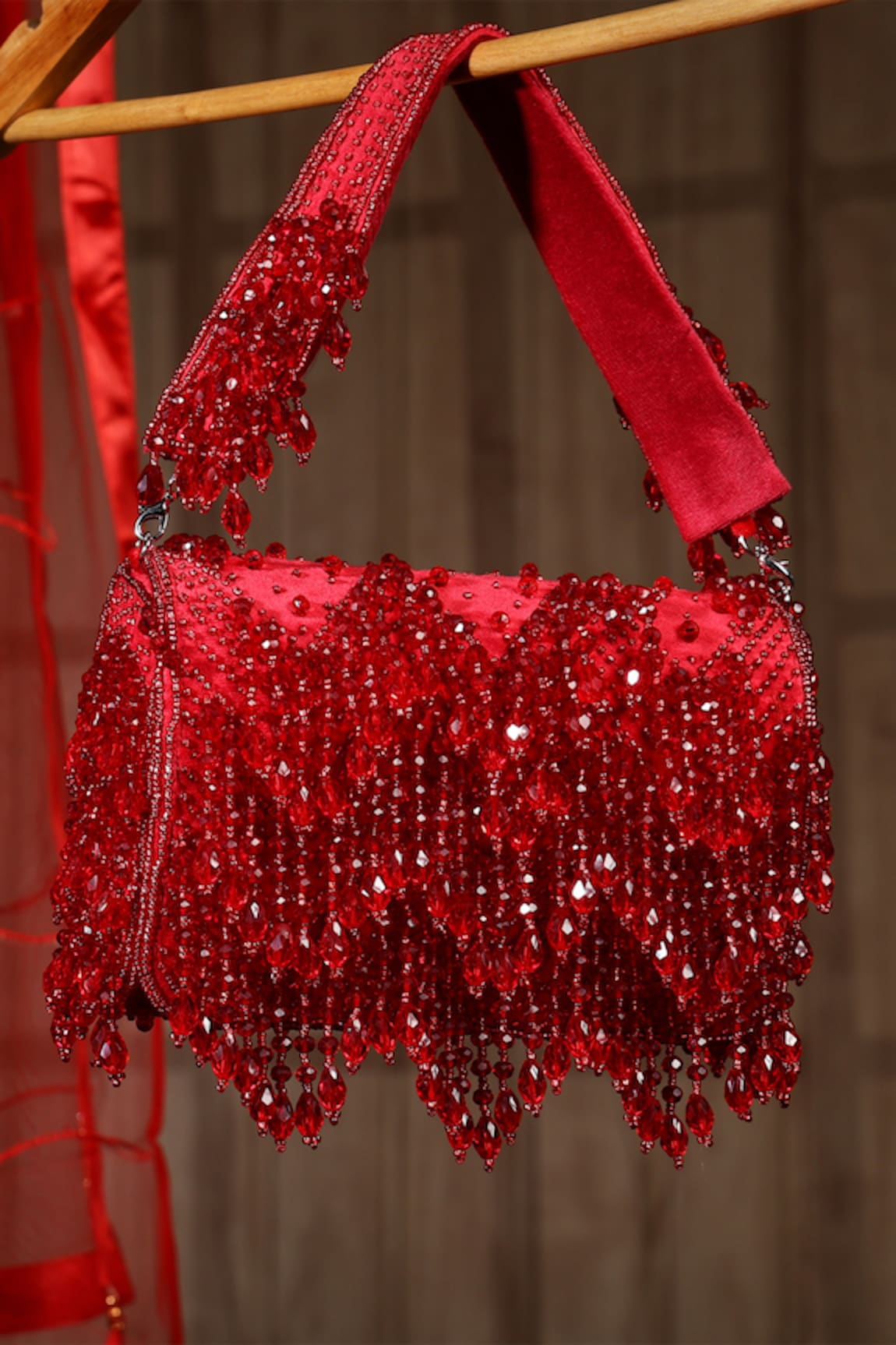 House of Webhin Ruby Crystal Flare Bag