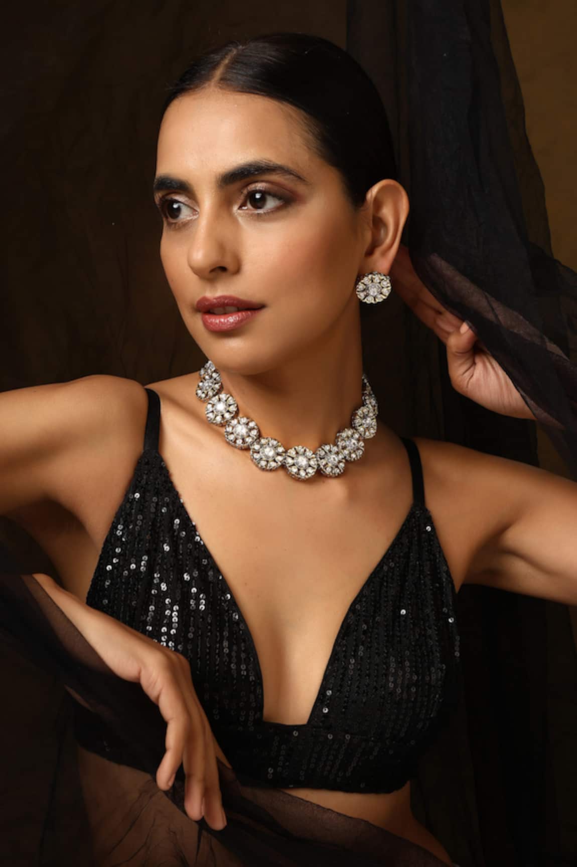 Swabhimann Polki Studded Blossom Necklace Set 