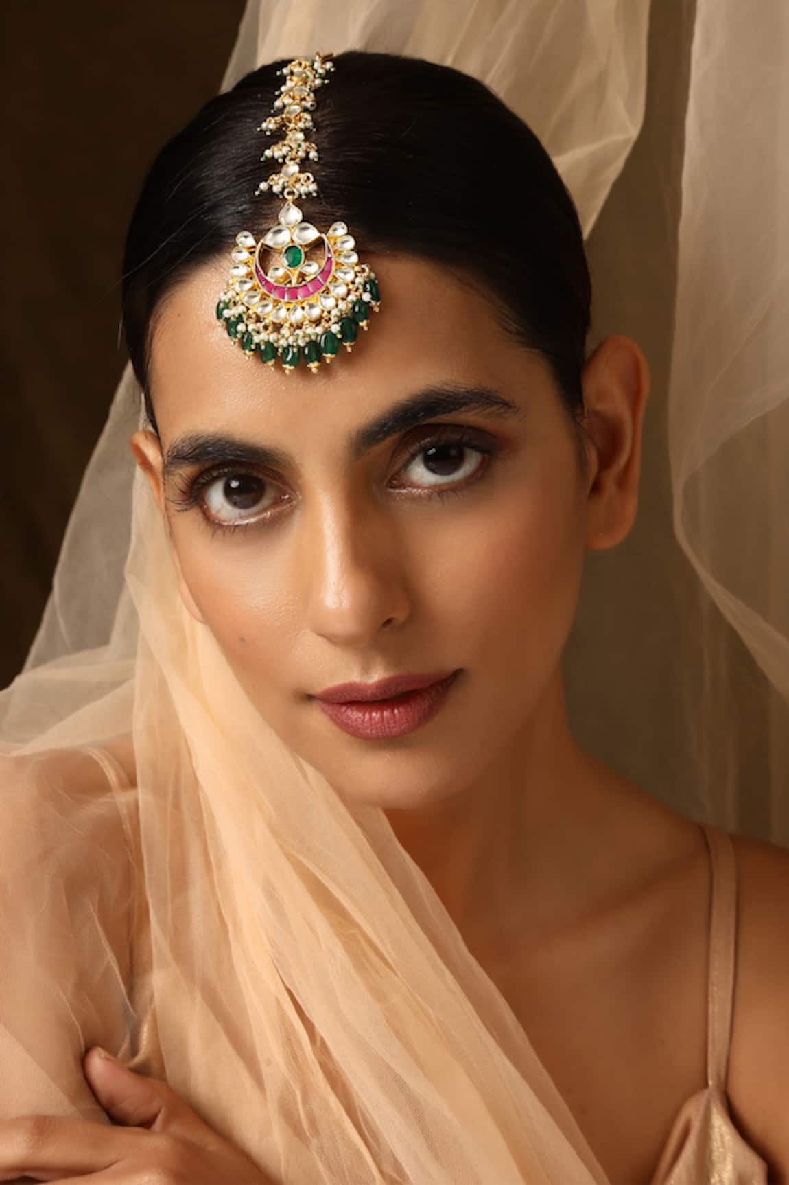 Swabhimann Crescent Moon Cutwork Maangtikka 