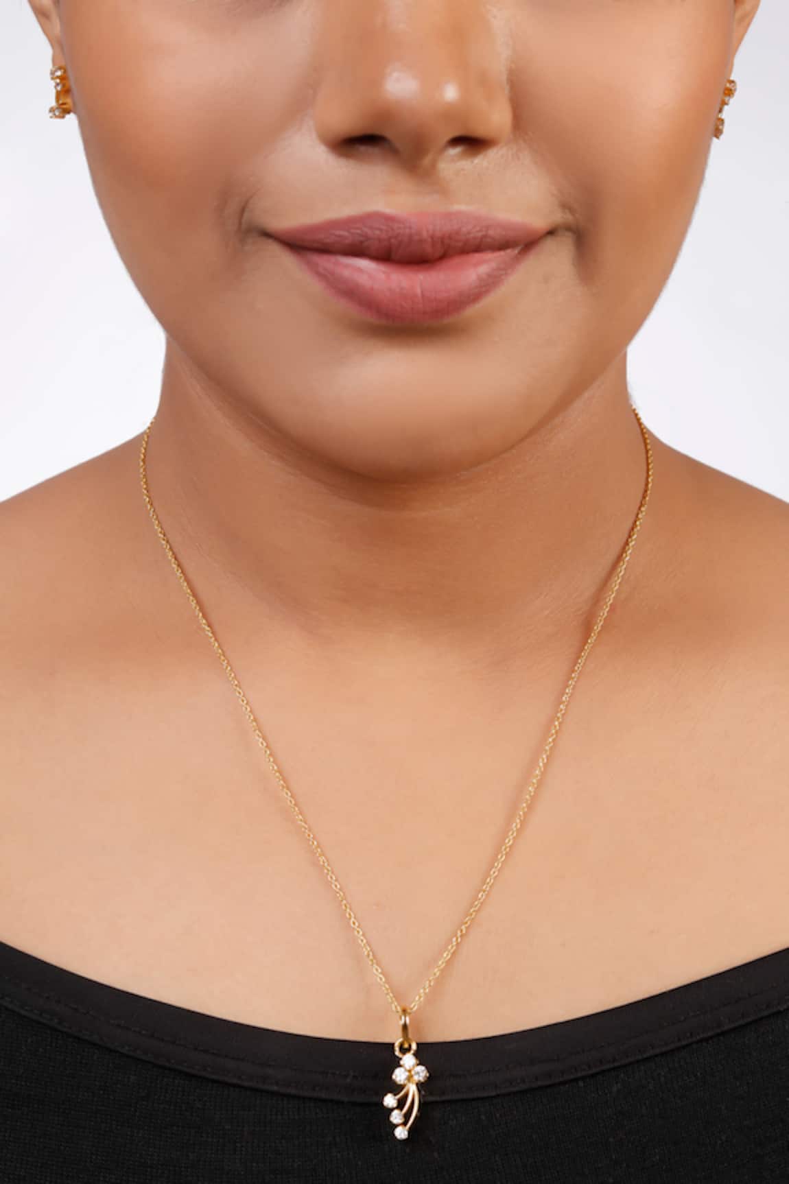 Sica Jewellery Stone Studded Floral Drop Pendant Set 