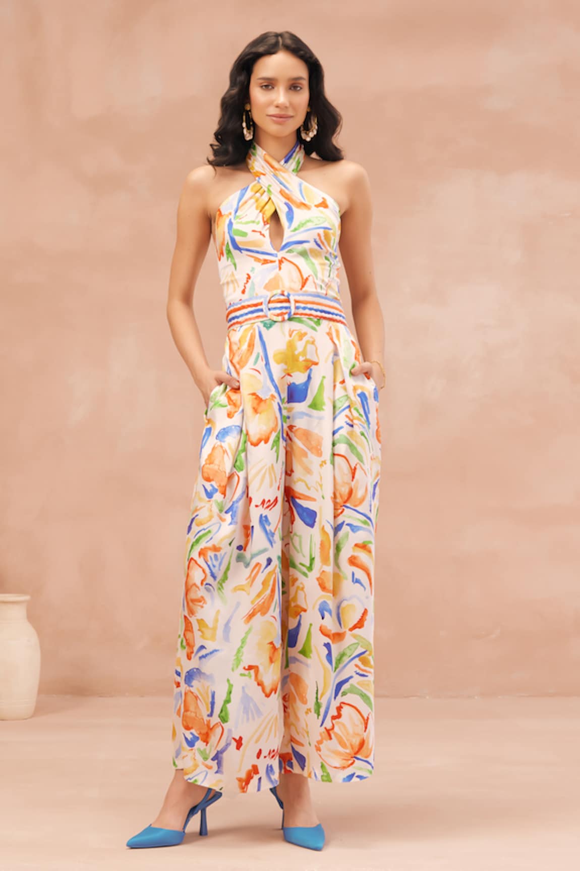 NOIB Paloma Brushstroke Print Jumpsuit