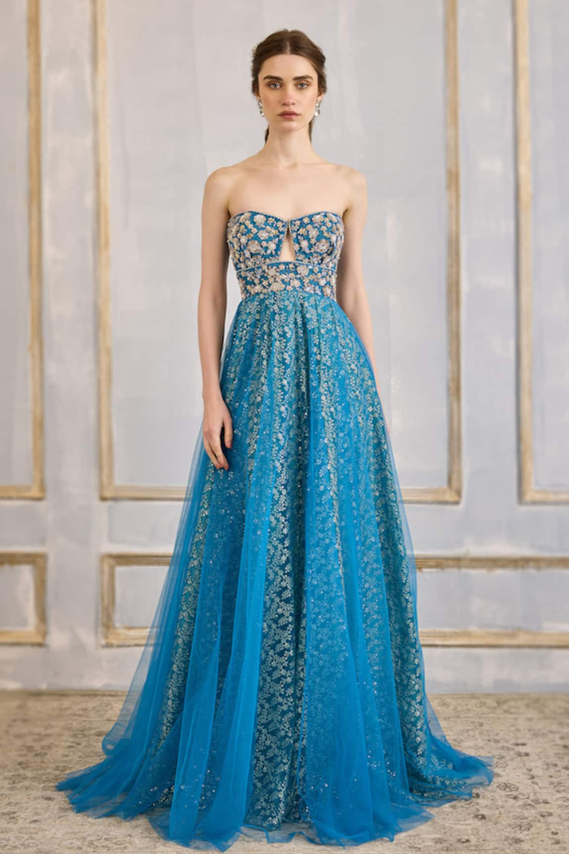 Cedar & Pine Sequin Embroidered Gown