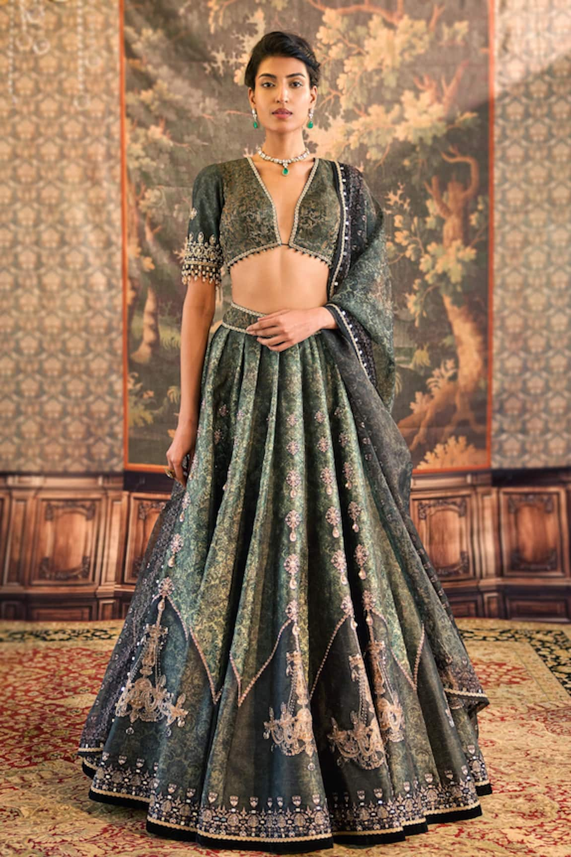 Cedar & Pine Waltz With Me Printed Lehenga Set