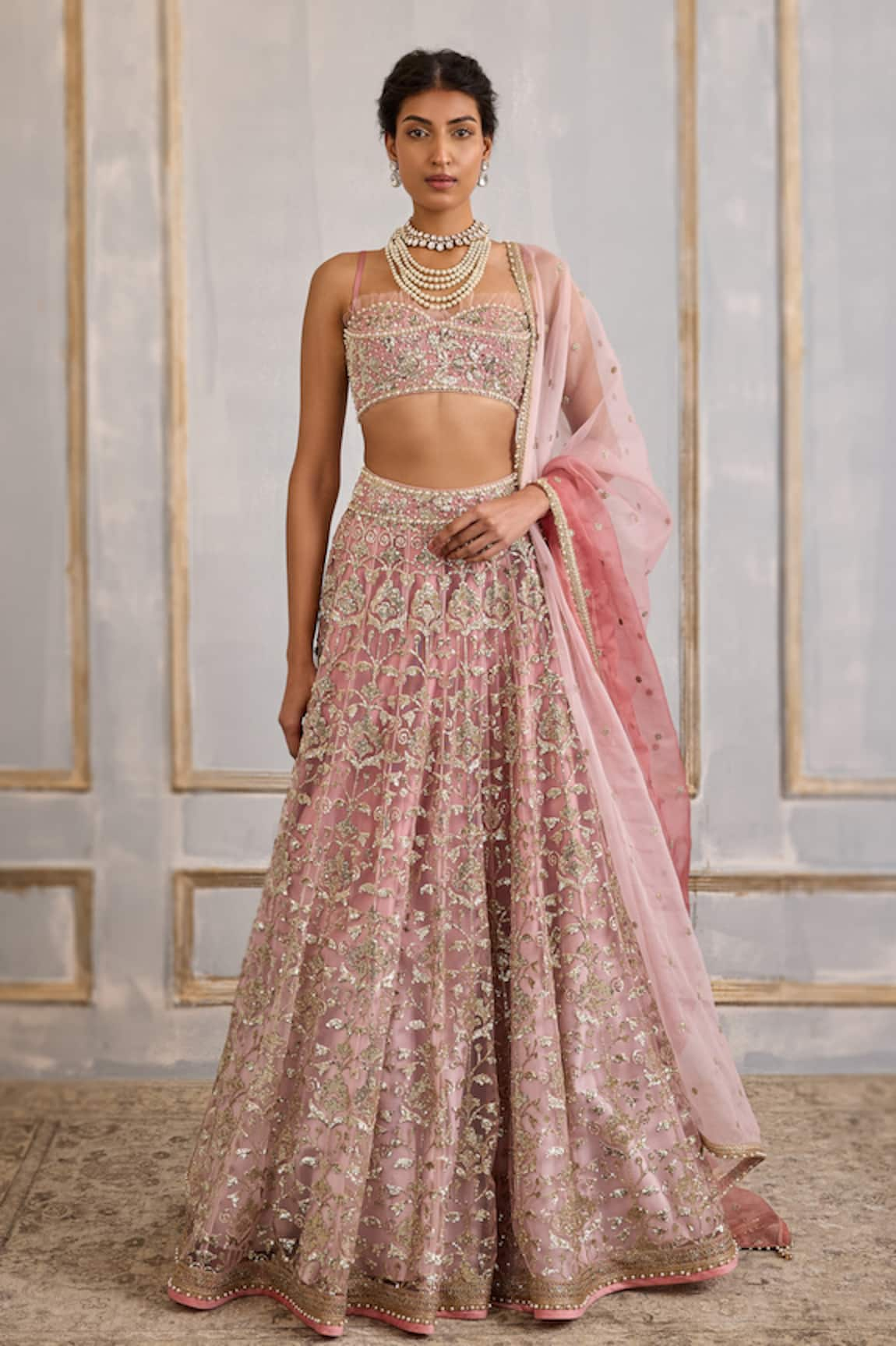 Cedar & Pine Ombre Embroidered Lehenga Set