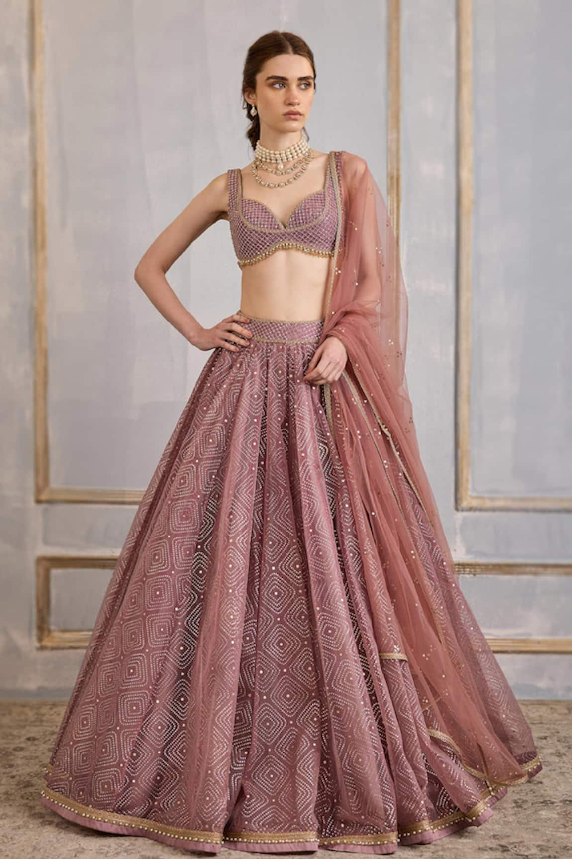 Cedar & Pine Diamond Print Lehenga Set