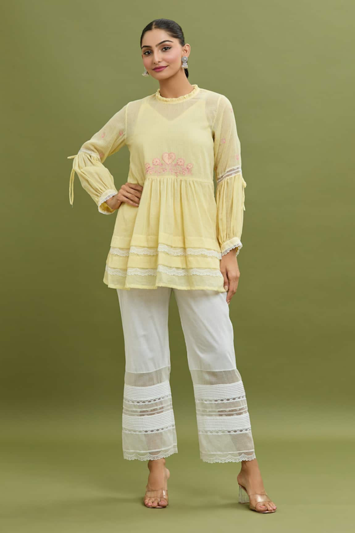 Jyoti Bansal Heart Embroidered Tunic & Pant Set