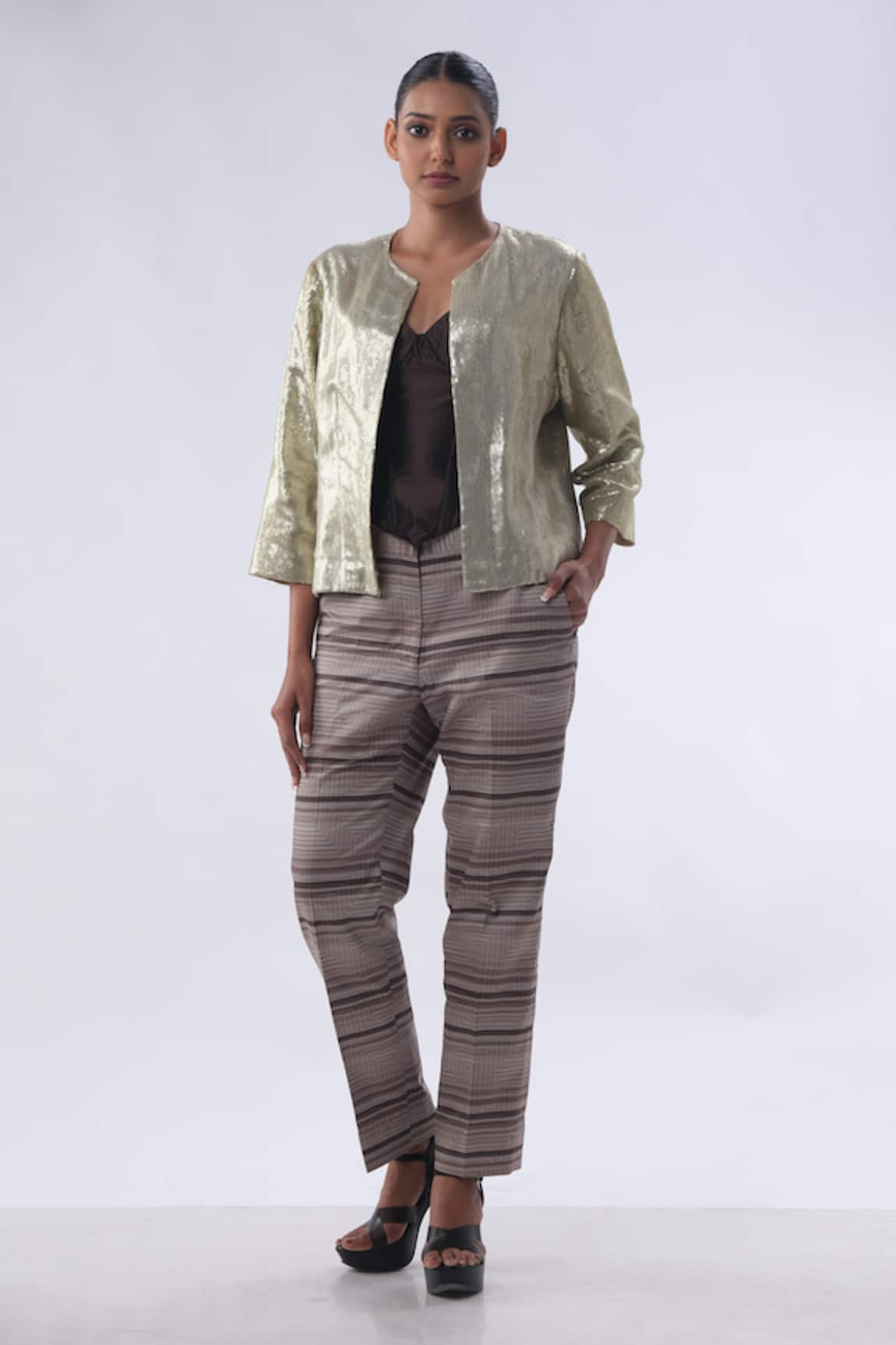 Kommal Sood Sequin Embellished Short Jacket With Trouser