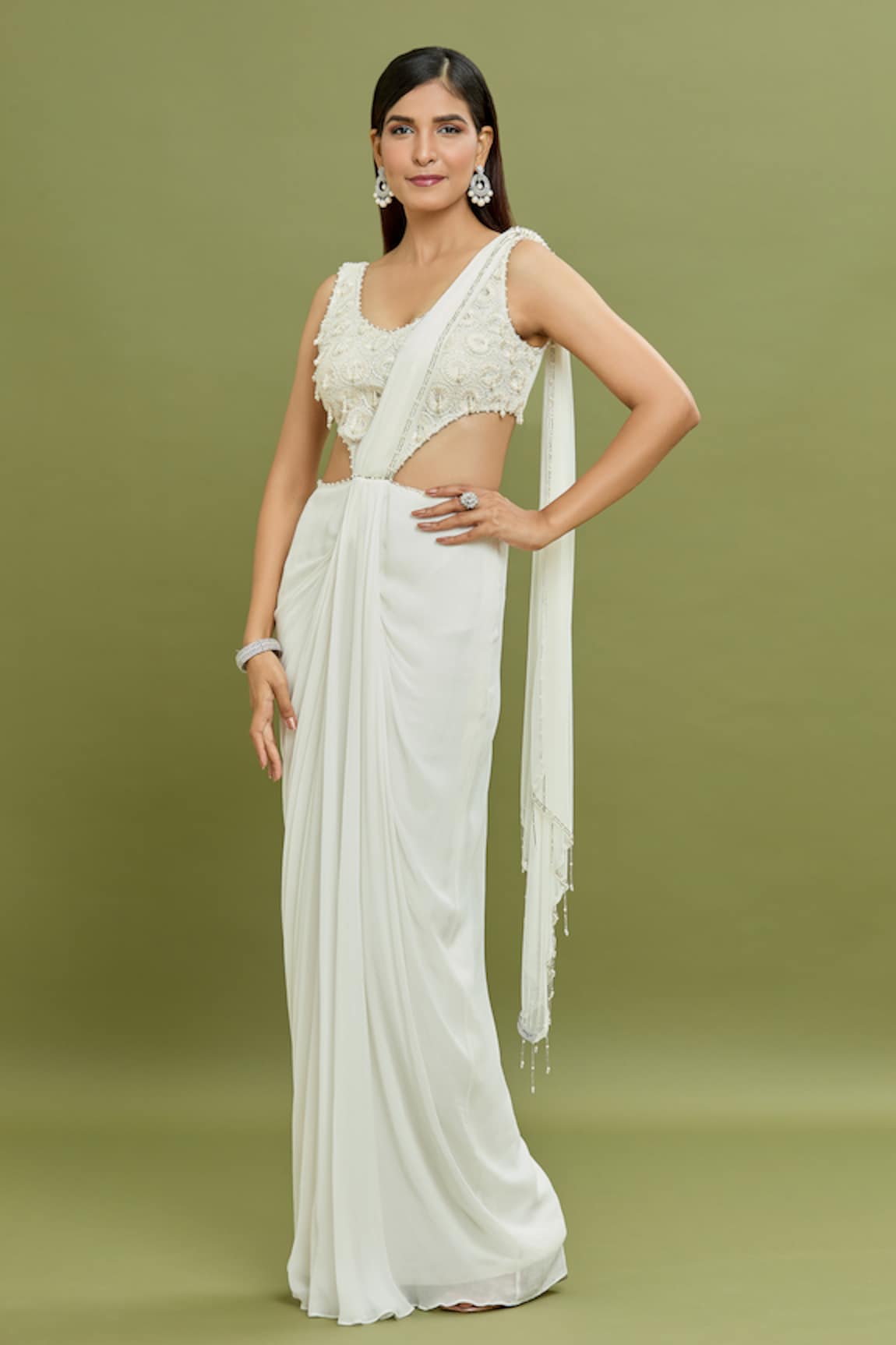 ARPAN VOHRA Sequin Embroidered Gown Saree