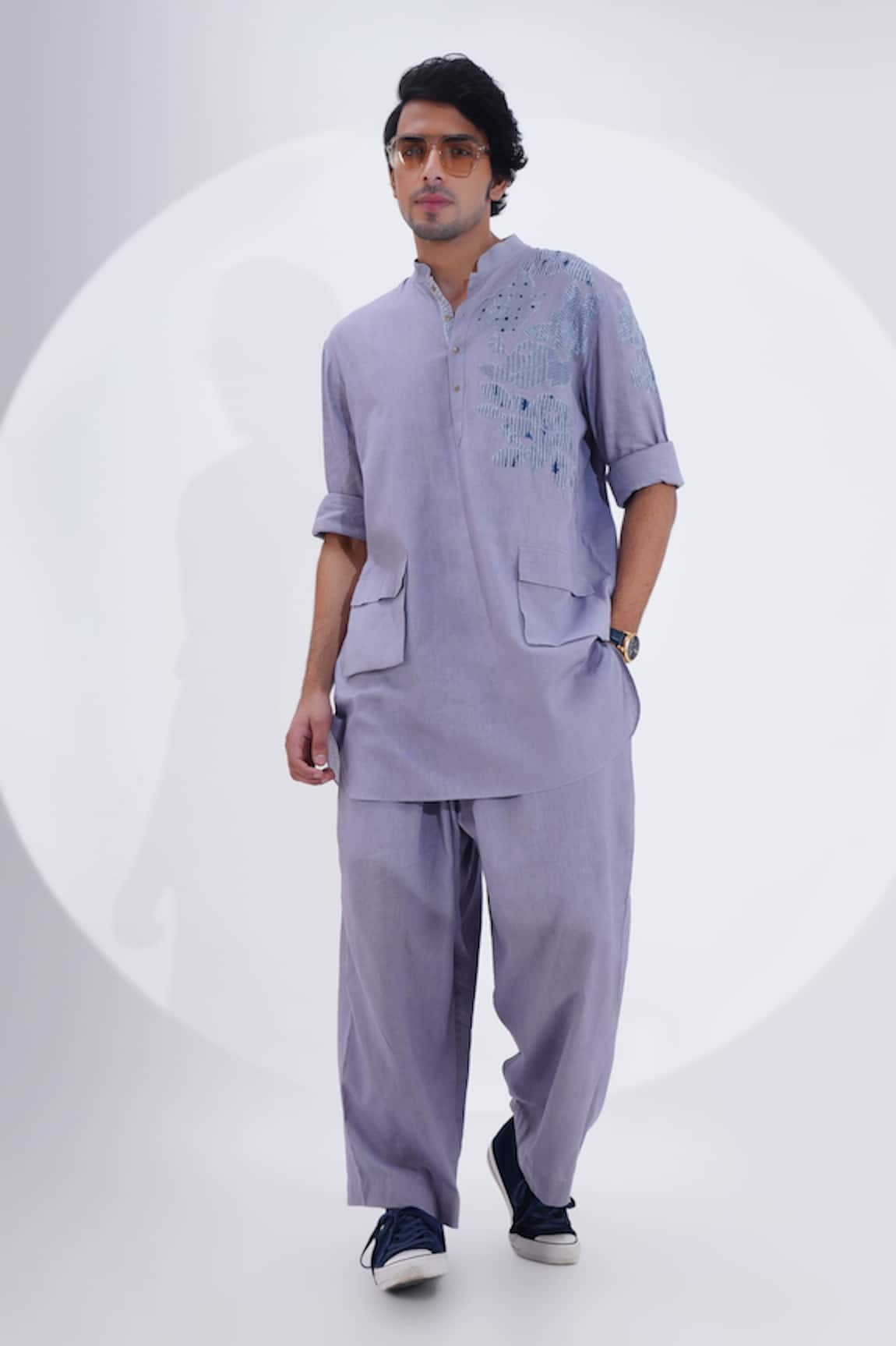 Jajaabor Floral Patch Work Kurta With Pant