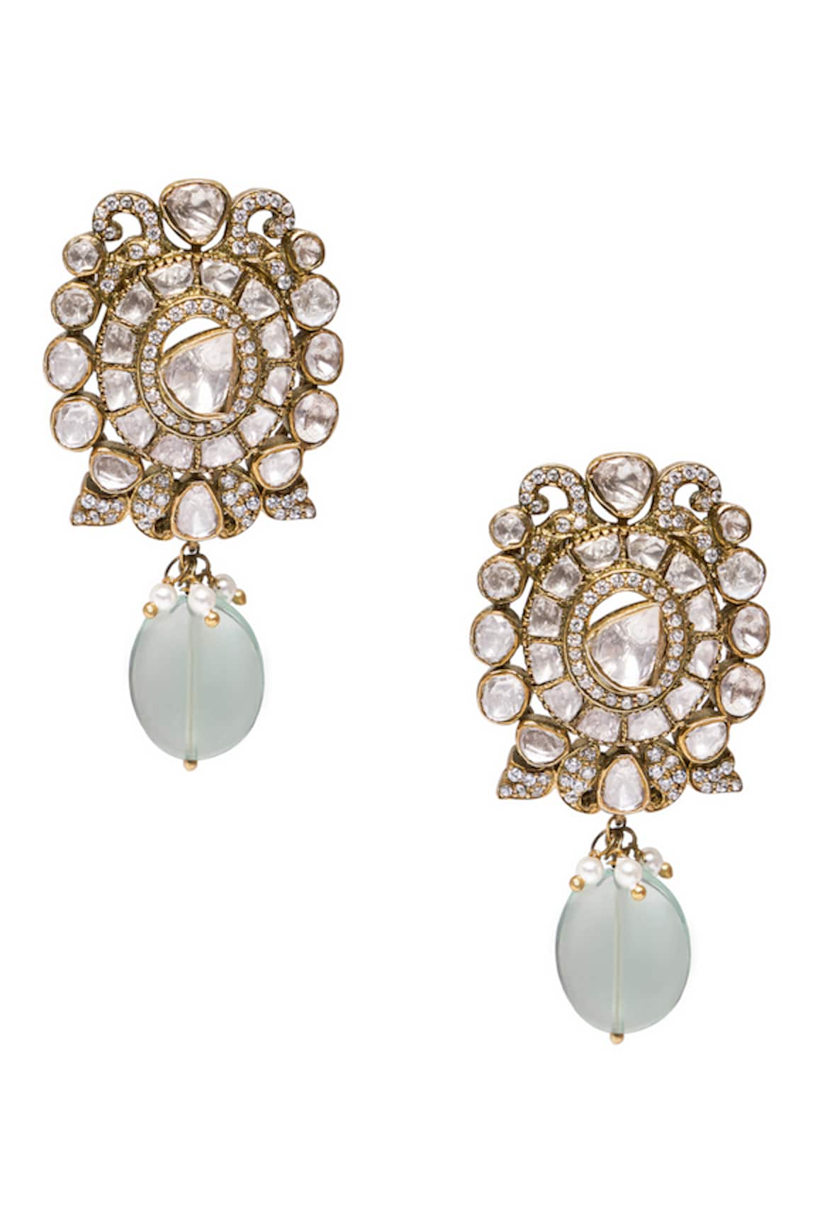 Anita Dongre Enara Moissanite & Flourite Stone Studded Earrings