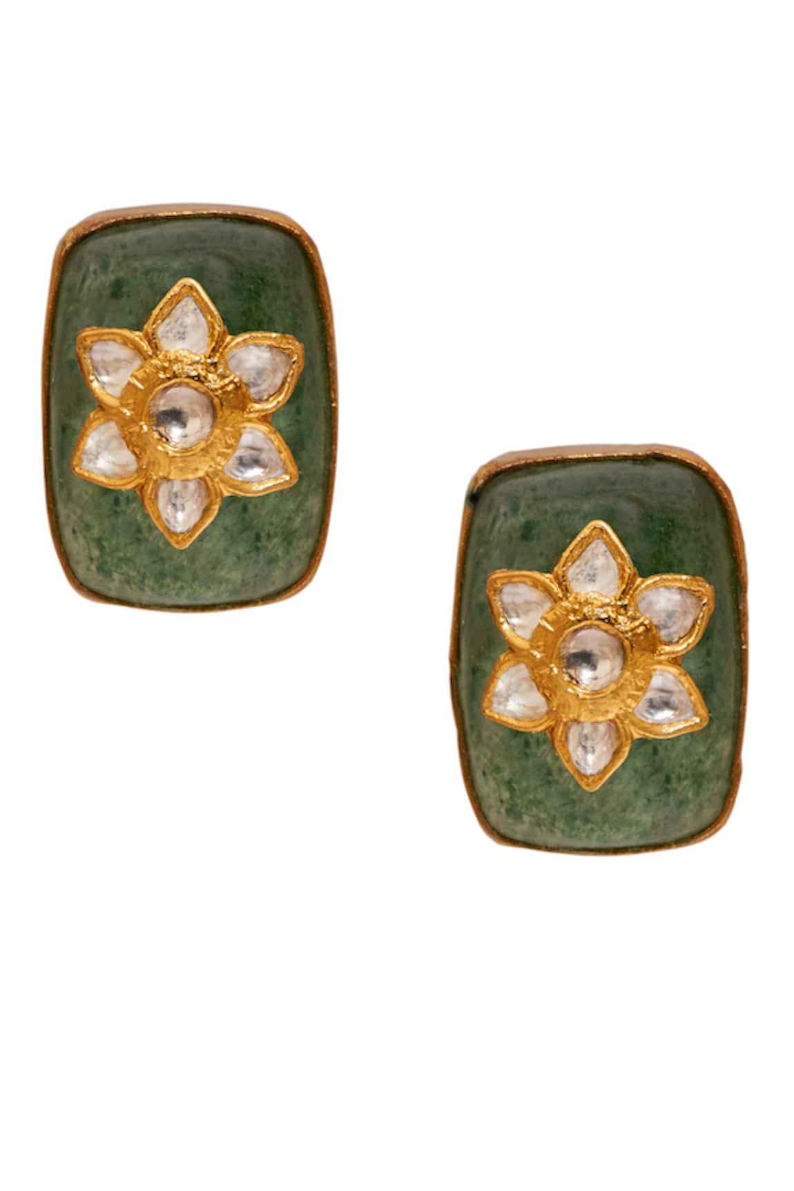 Anita Dongre Eudora Aventurine & Zircon Stone Embellished Studs