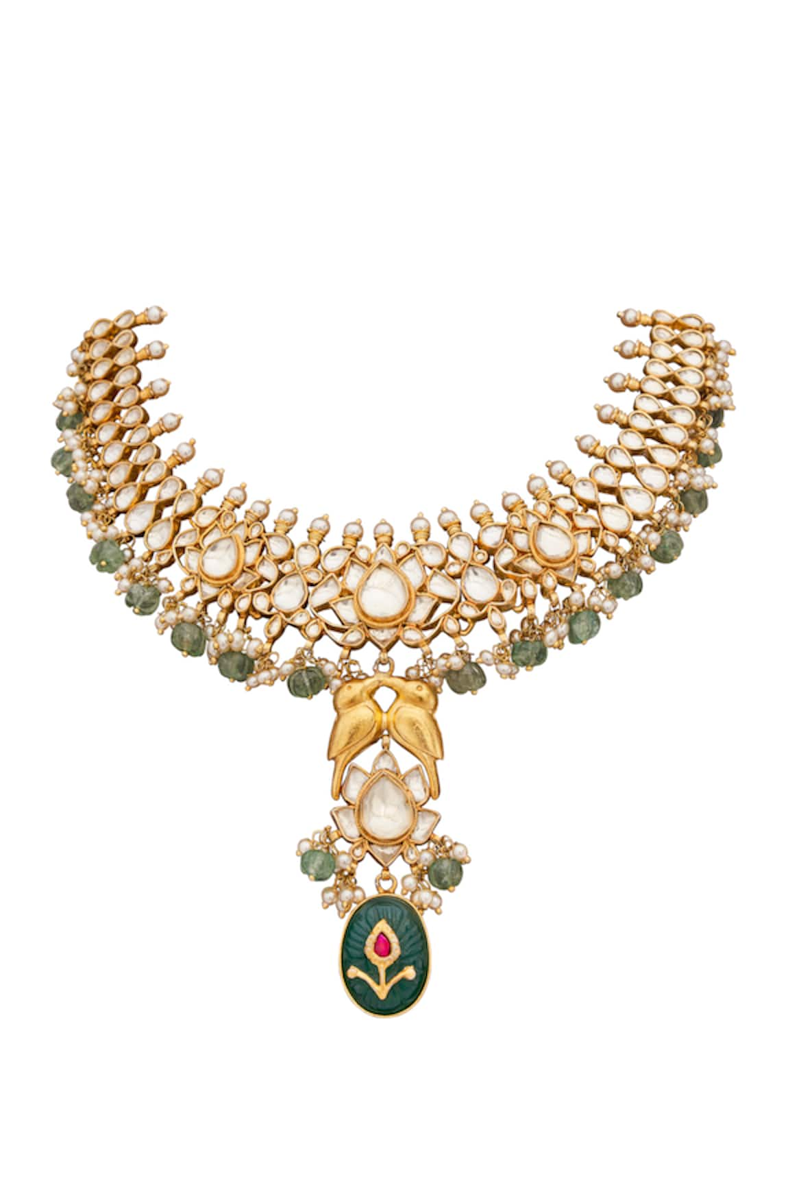 Anita Dongre Moissanite & Flourite Stone Embedded Pendant Necklace