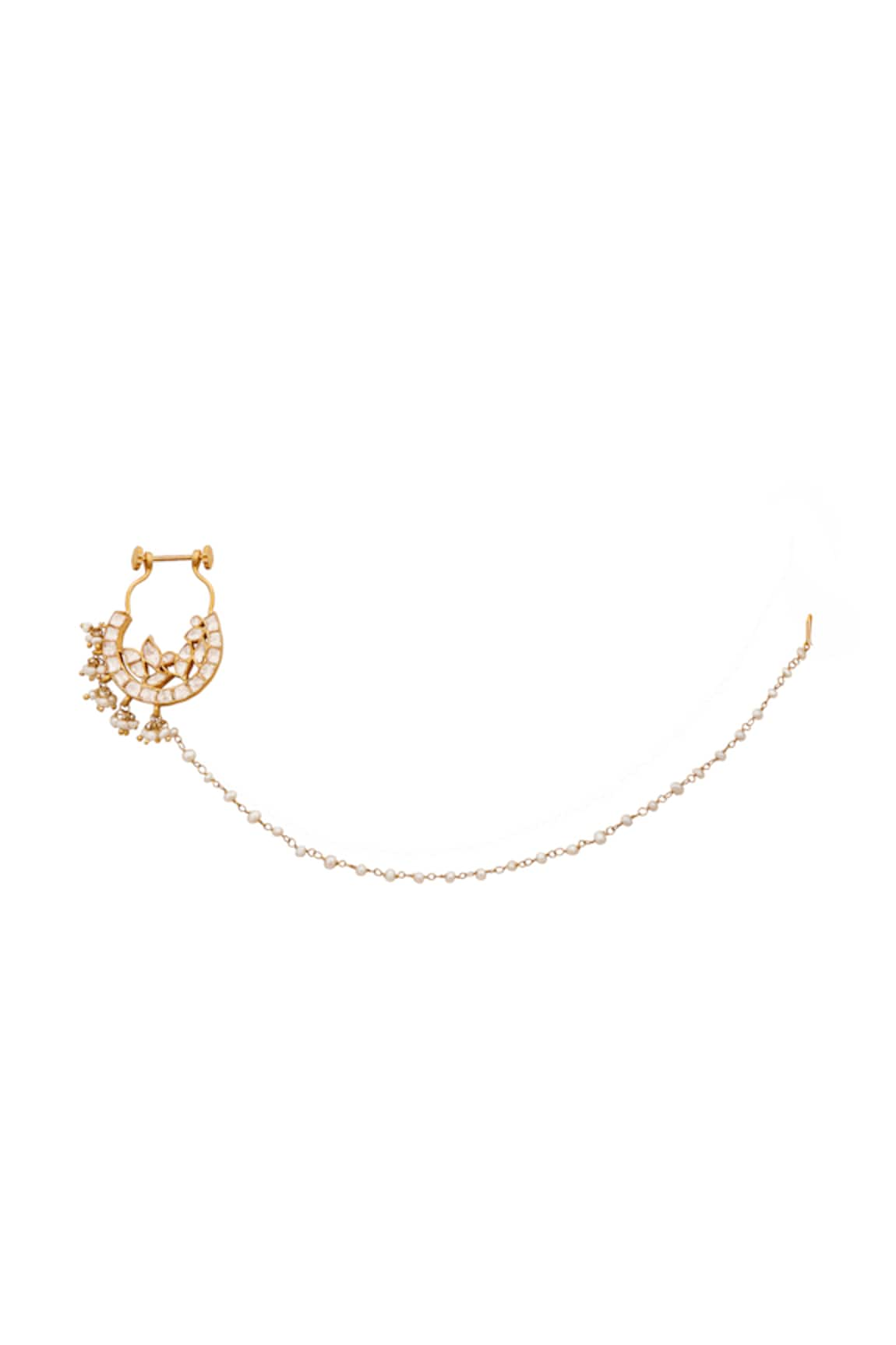 Anita Dongre Anarat Zircon Stone Embellished Pearl Drops Nath