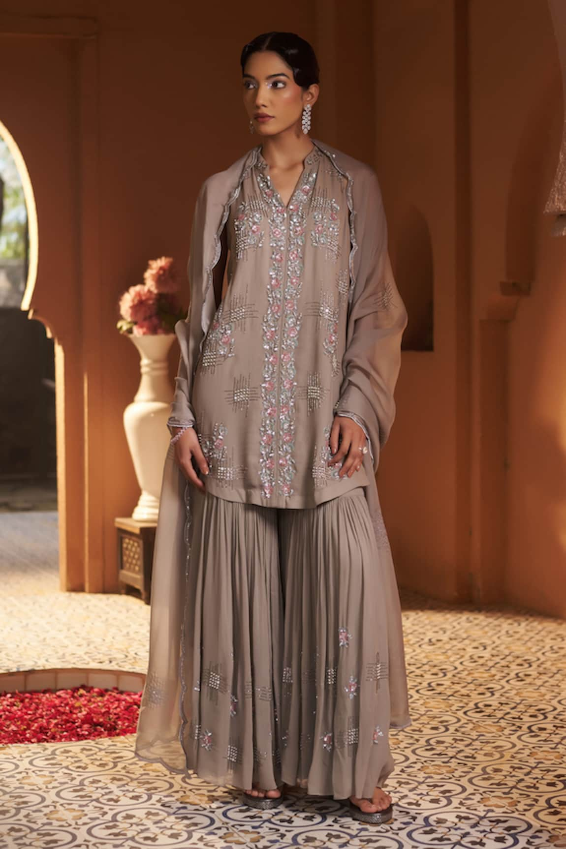 Sonia Khatri Brunia Bliss Floral Embroidered Kurta Sharara Set