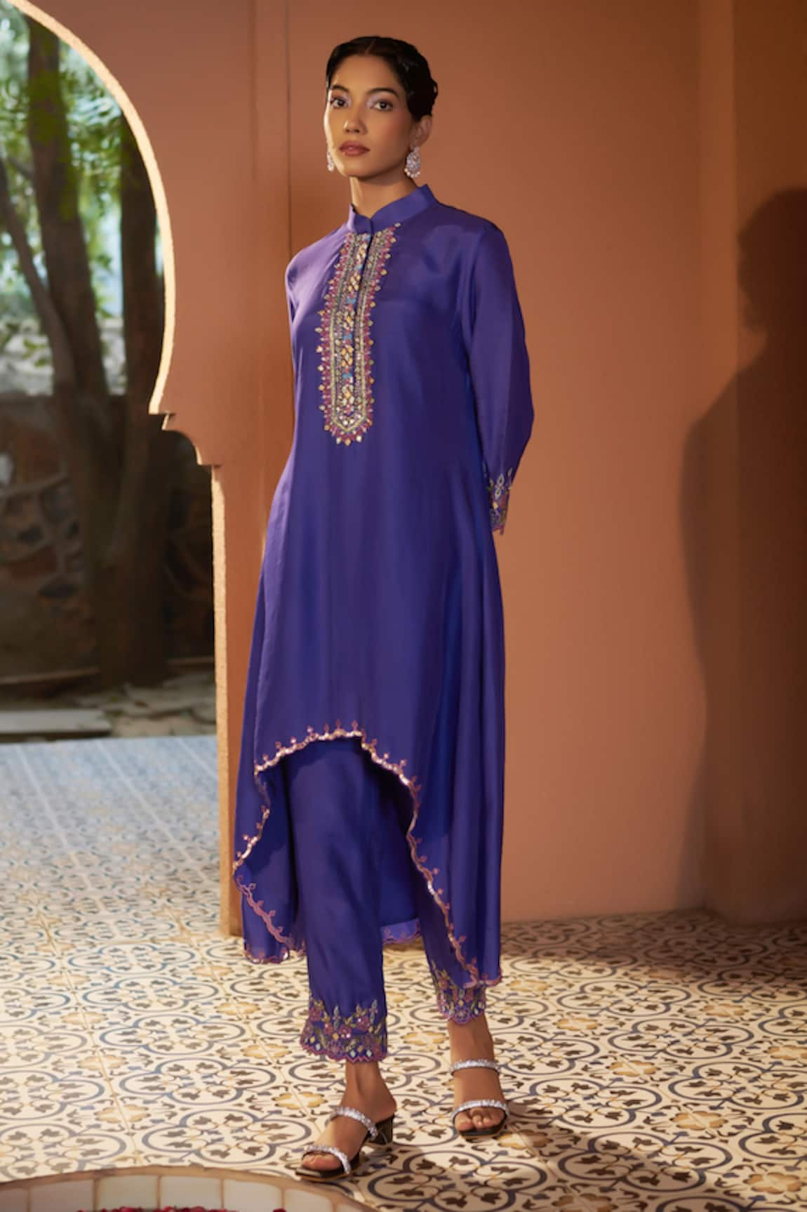 Sonia Khatri Viola High Low Embroidered Kurta & Pant Set