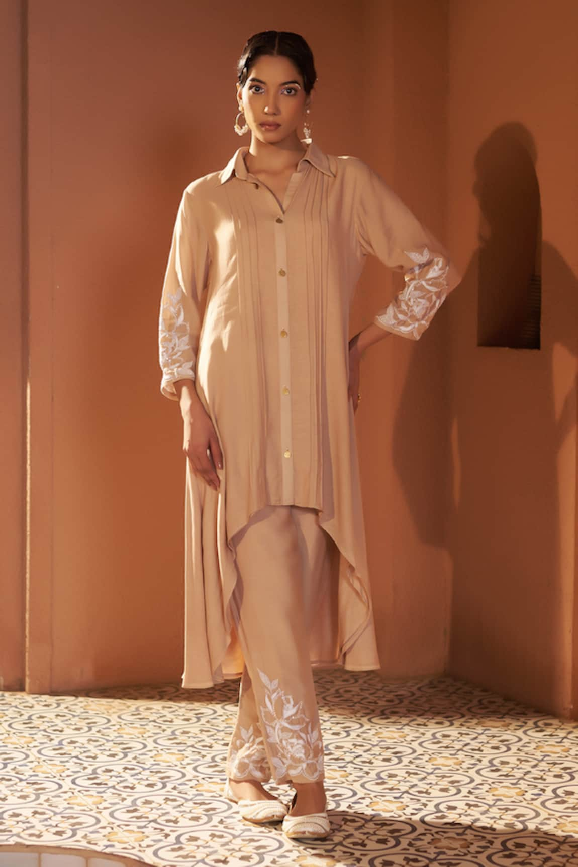 Sonia Khatri Cashmere High Low Embroidered Kurta & Pant Set