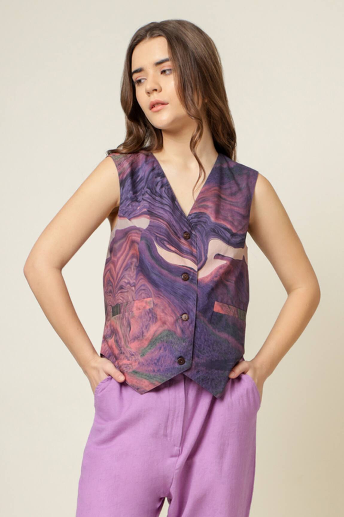 Doodlage Abstract Print Waistcoat