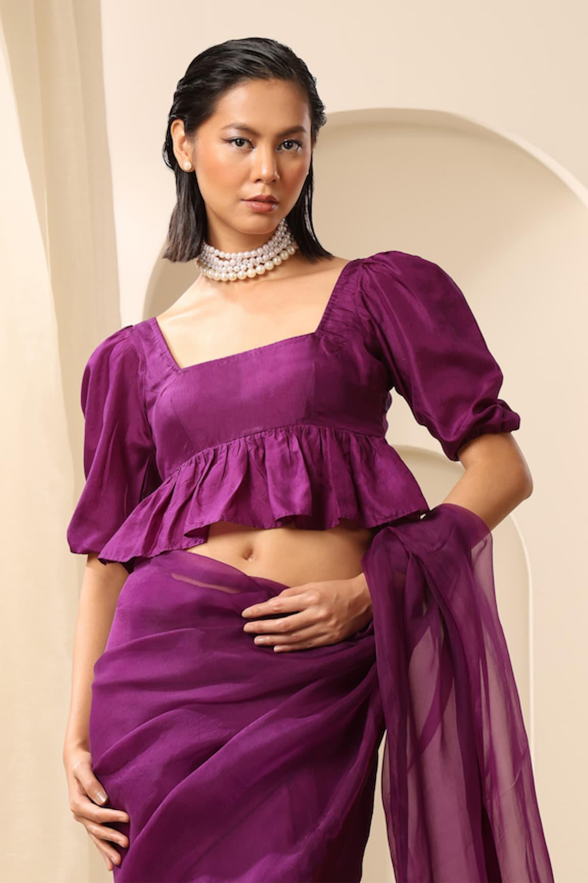 Weaver Story Pure Silk Puffed Sleeve Saree Blouse
