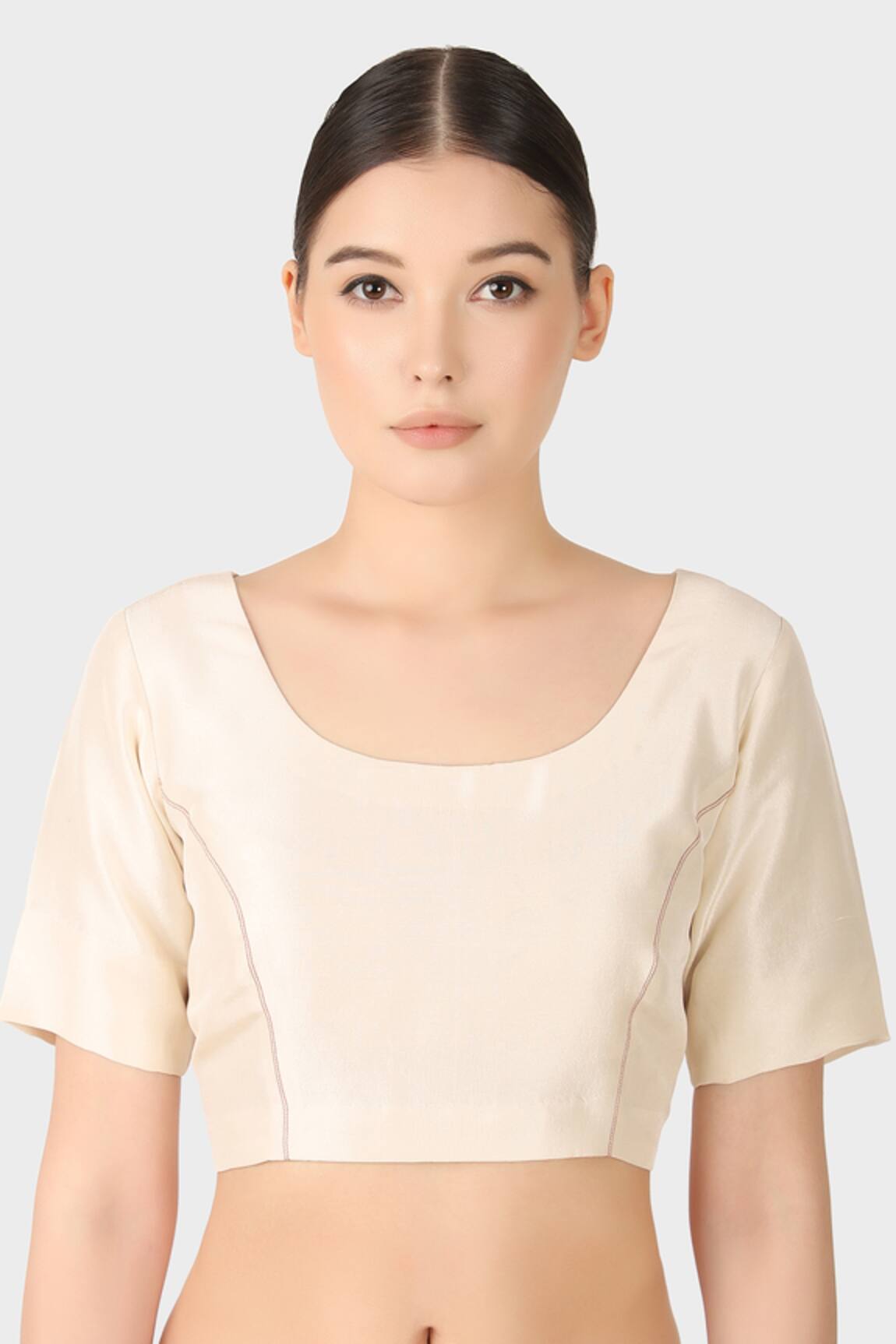Laite Round Neck Solid Blouse 