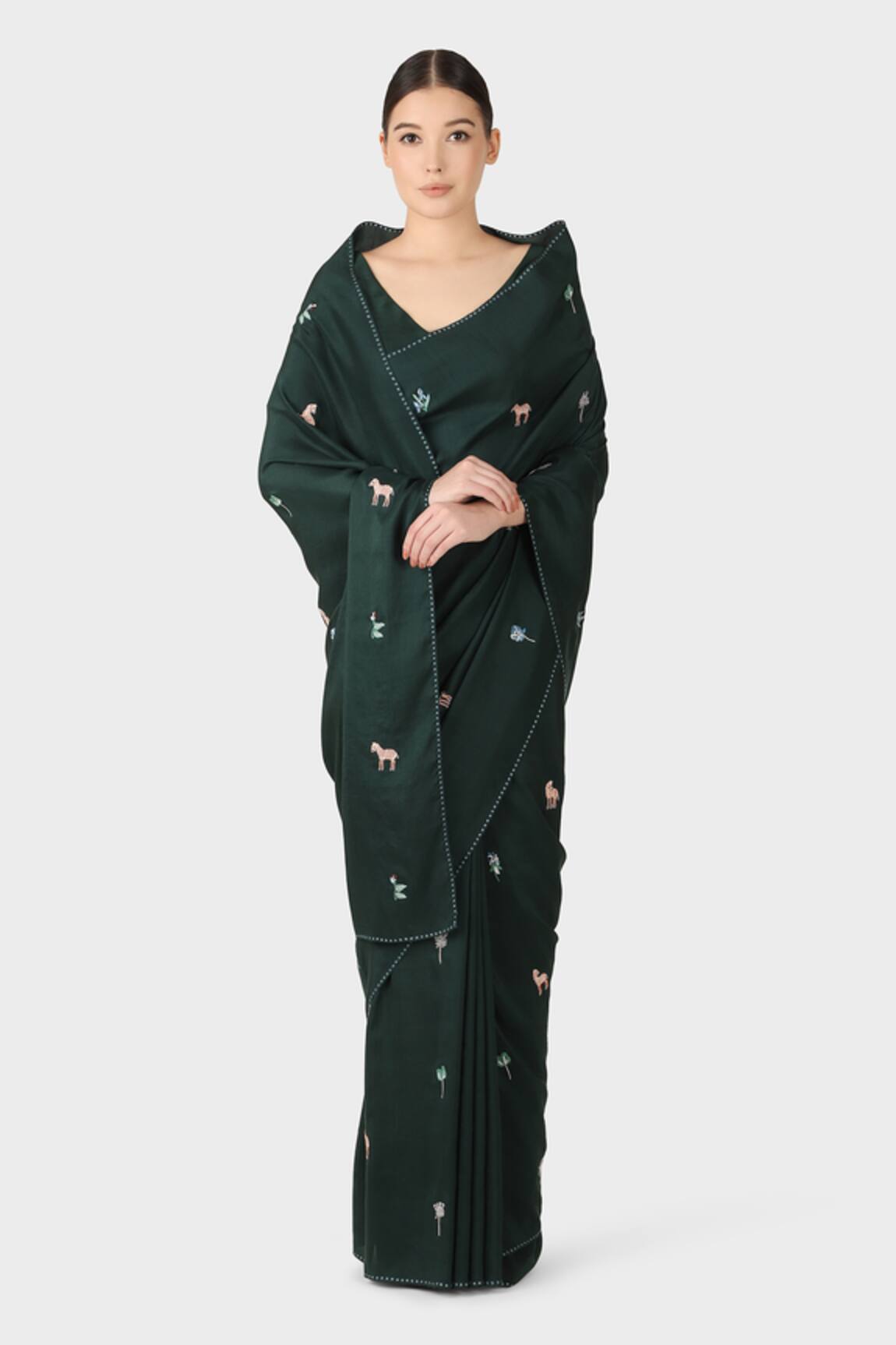 Laite Animal Resham Hand Embroidered Saree 