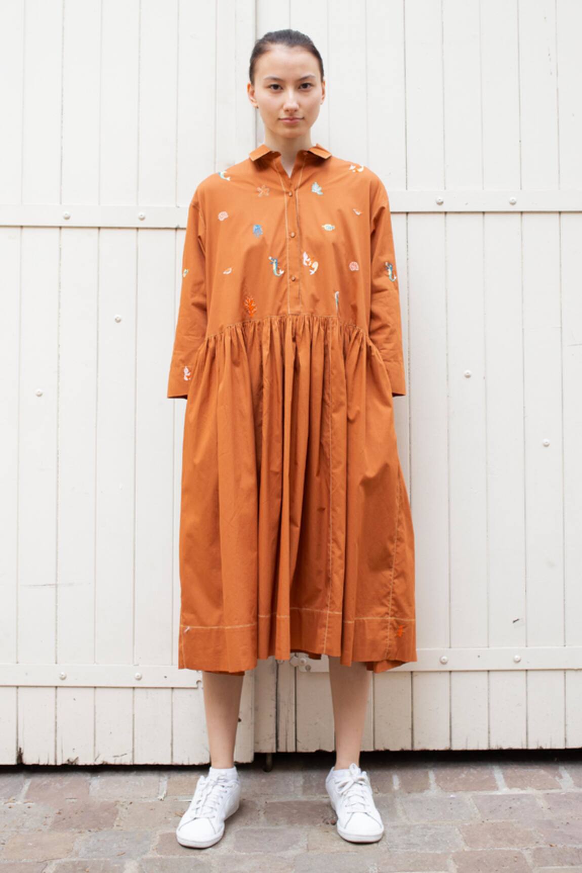 Laite Cleo Marine Thread Embroidered Dress