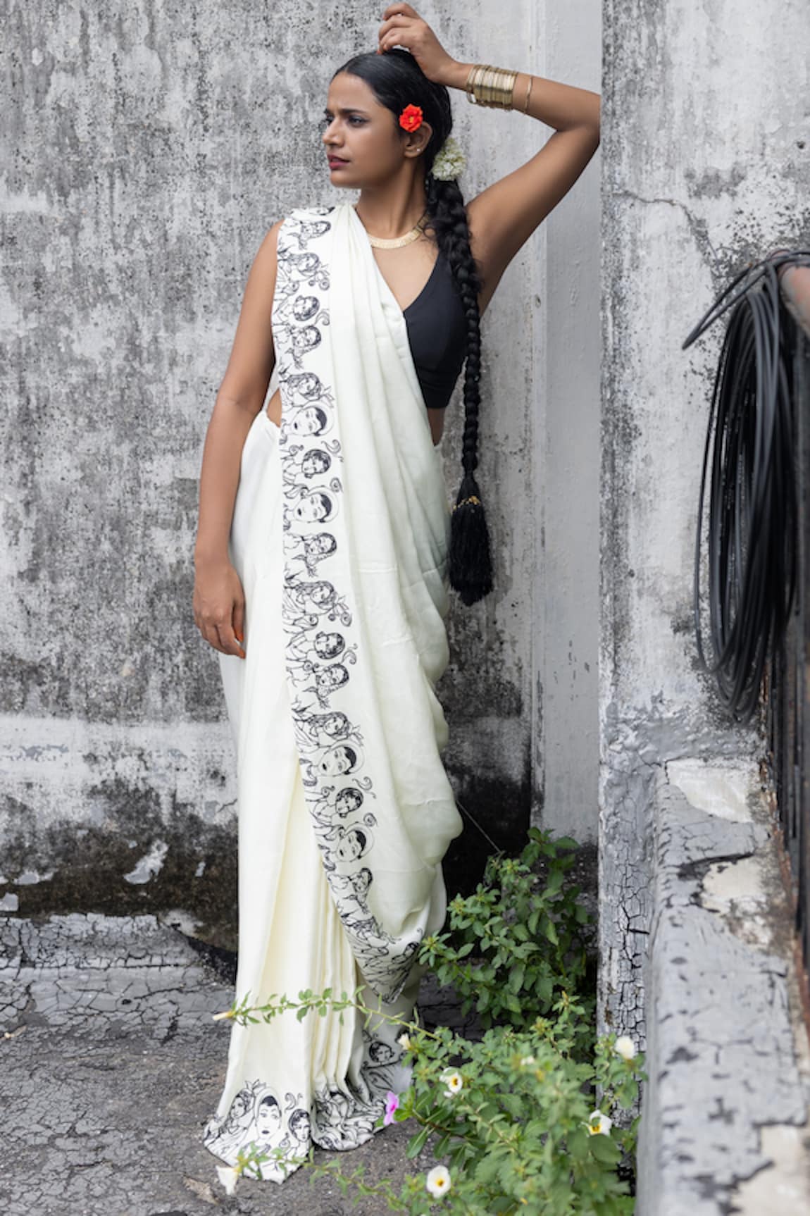 Whencut Goddamn Hope Goes A Long Way Portrait Printed Saree