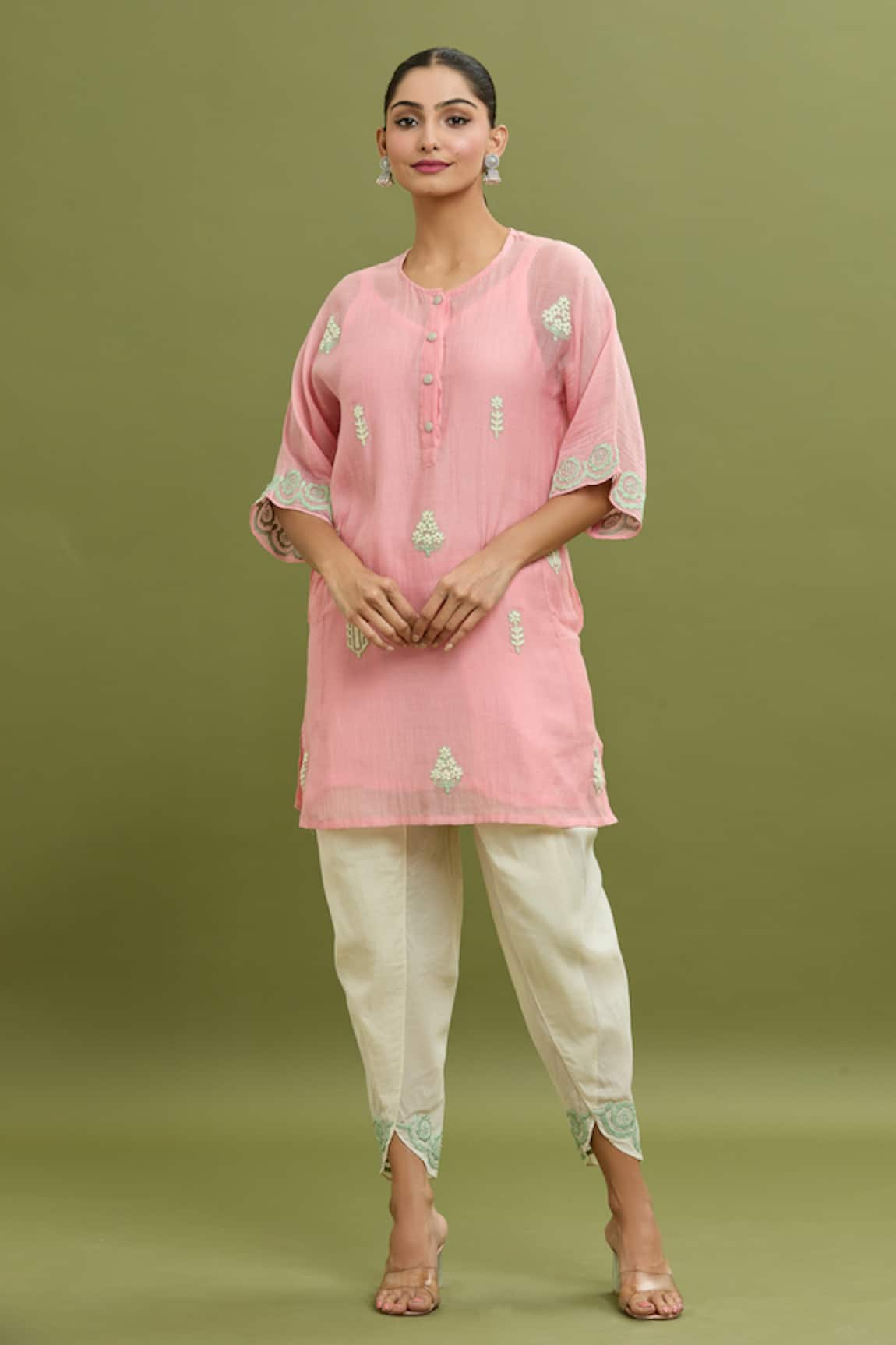 Jyoti Bansal Dori Embroidered Kurta & Dhoti Pant Set