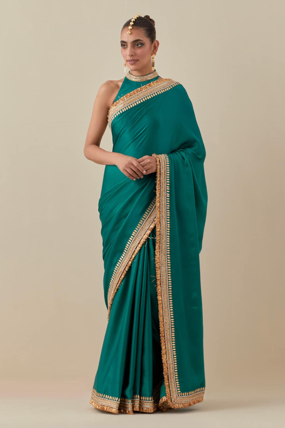 PRIYAL PRAKASH Gota Border Embroidered Saree With Blouse