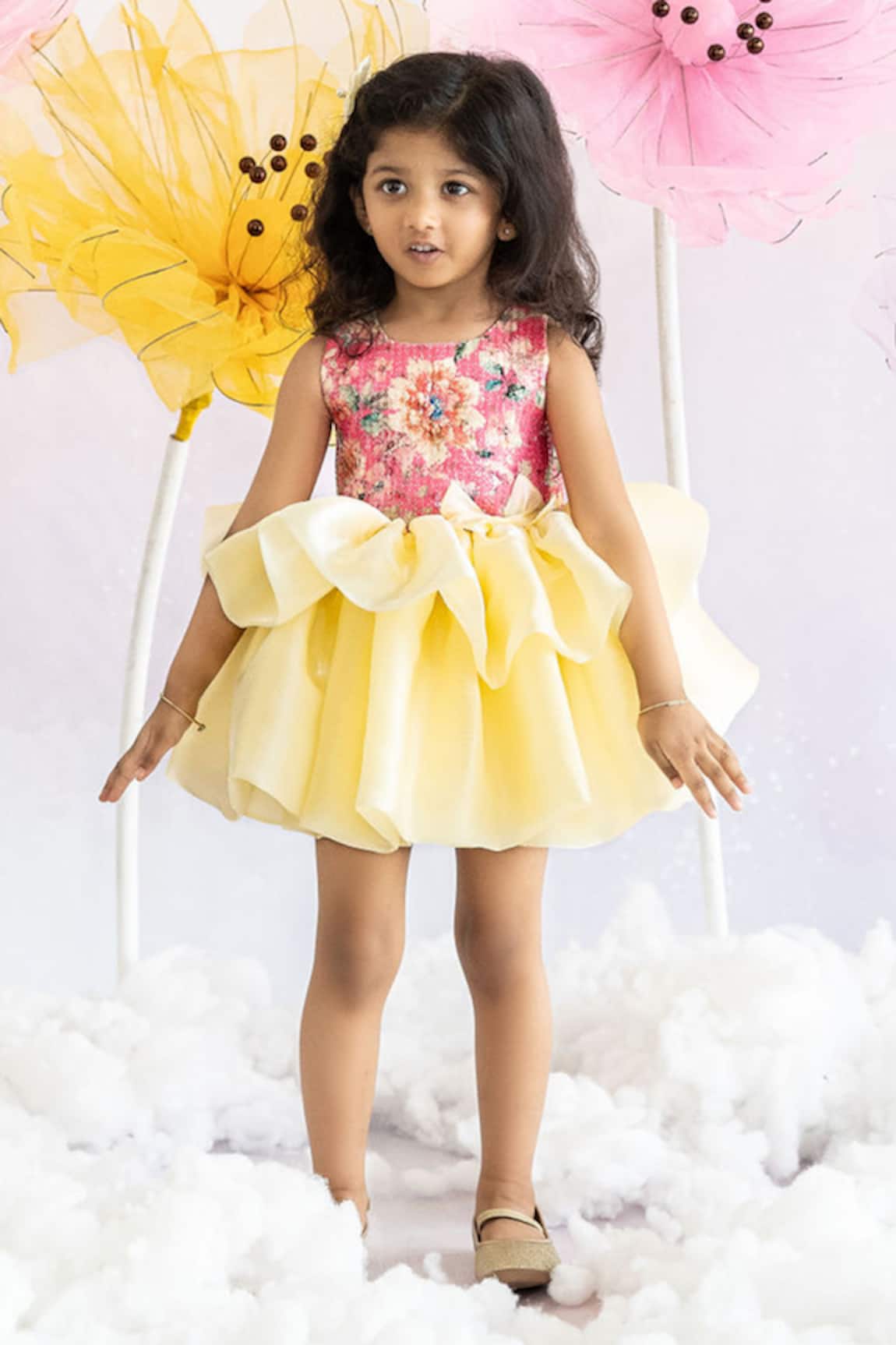 Ruchika lath label Bloom Print Sequin Embellished Layered Dress