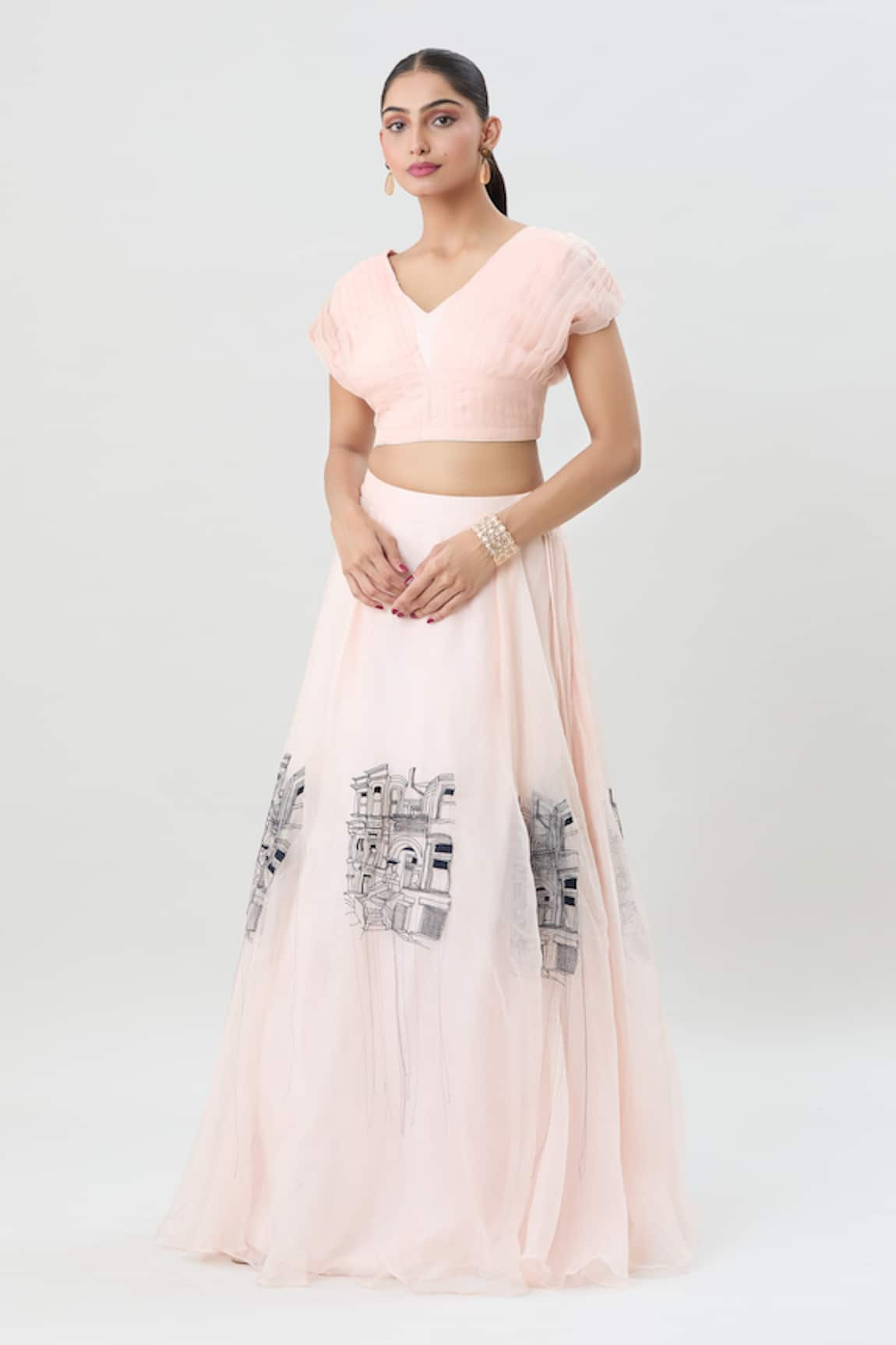 Khwaab by Sanjana Lakhani Fort Embroidered Lehenga & Pleated Blouse Set