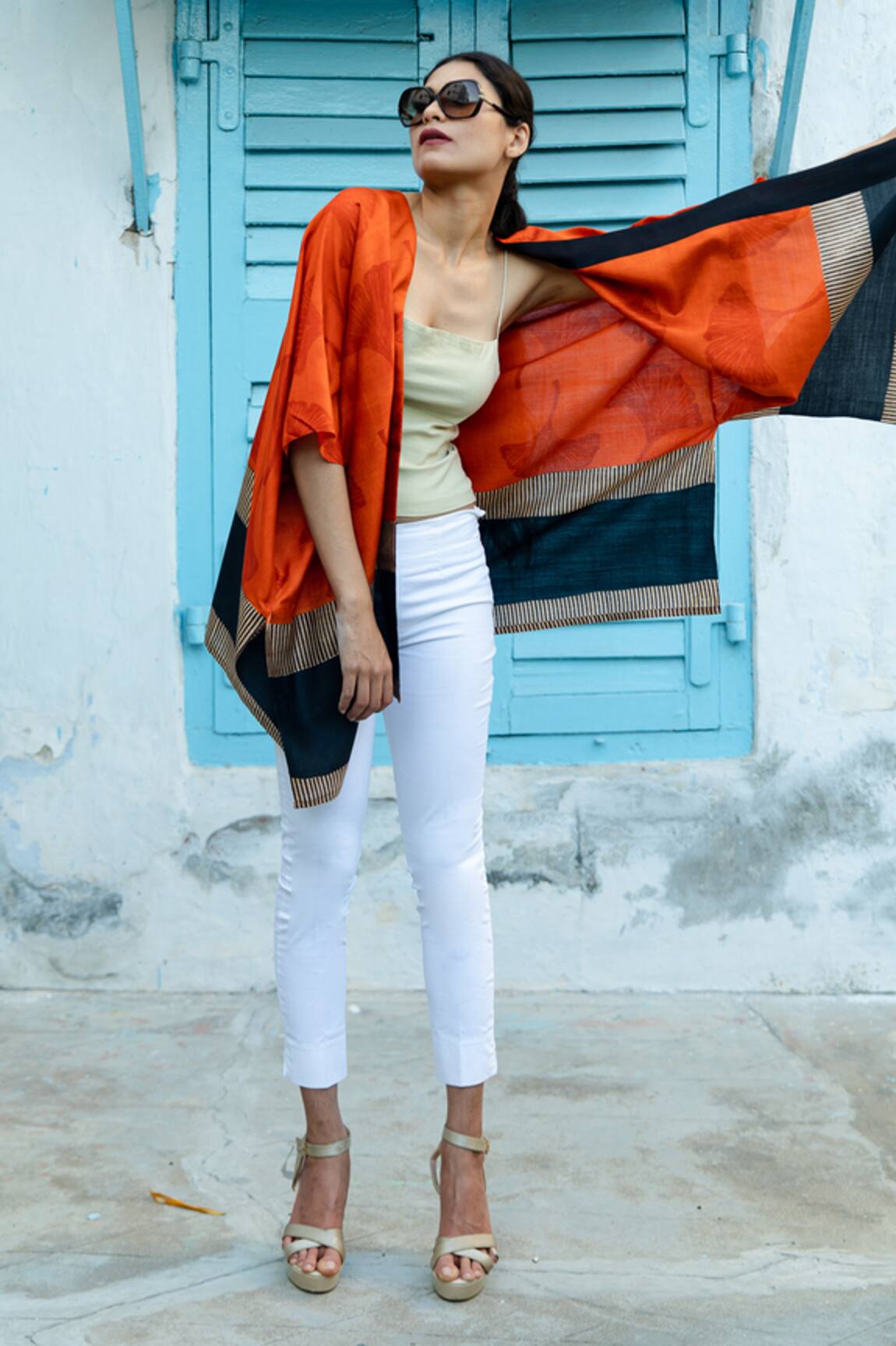 Aeshaane Leaf Block Print Kaftan