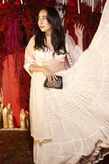 Preevin Mirror Fleur Embroidered Tiered Lehenga Set 