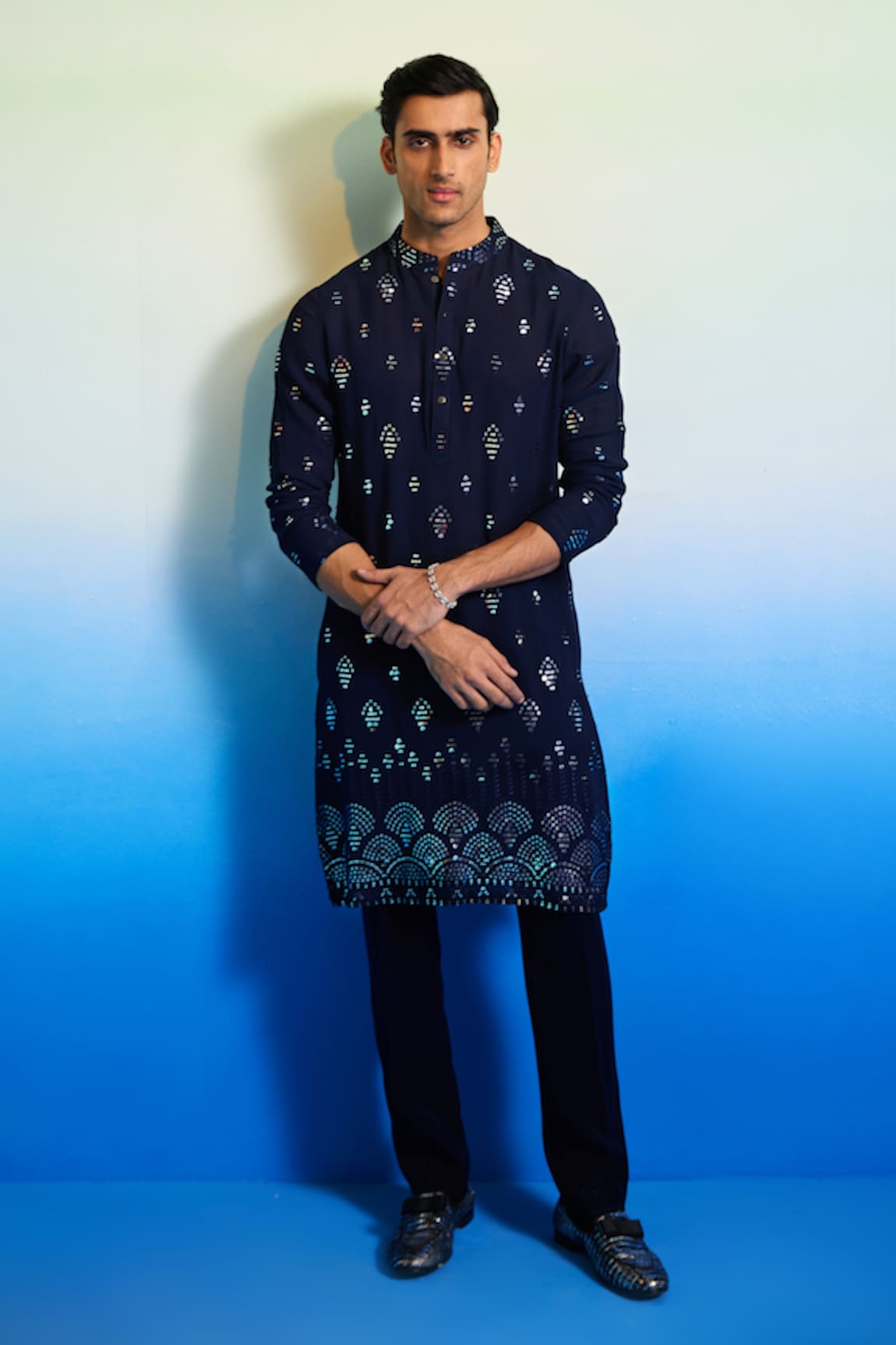 Contrast By Parth Mirror Embellished Kurta & Pant Set