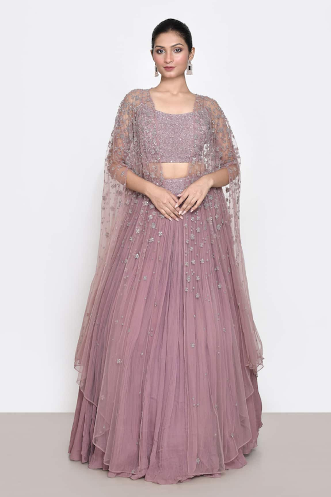 COUTURE BY NIHARIKA Embroidered Cape & Lehenga Set