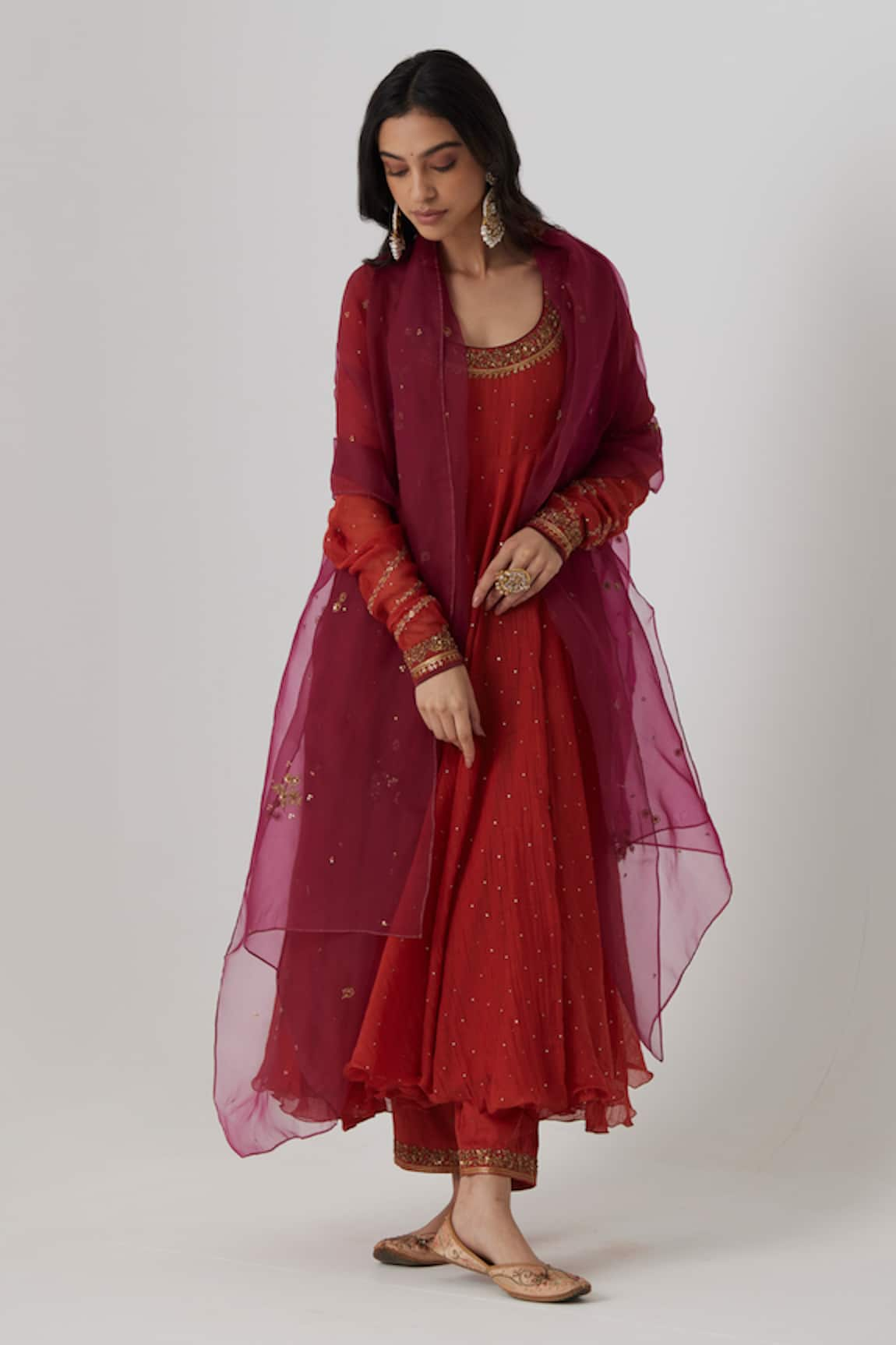 Rhua India Mitali Mukaish Embroidered Anarkali Set