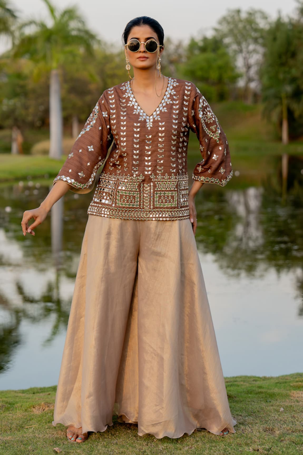 Nikita Vishakha Mirror Embroidered Shirt Kurta With Sharara