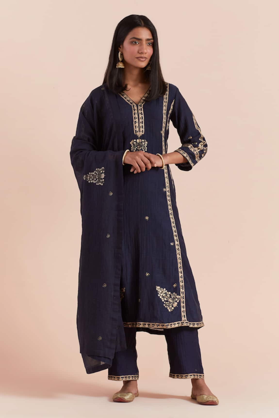 Priya Chaudhary Chanderi Printed Kurta Pant Set