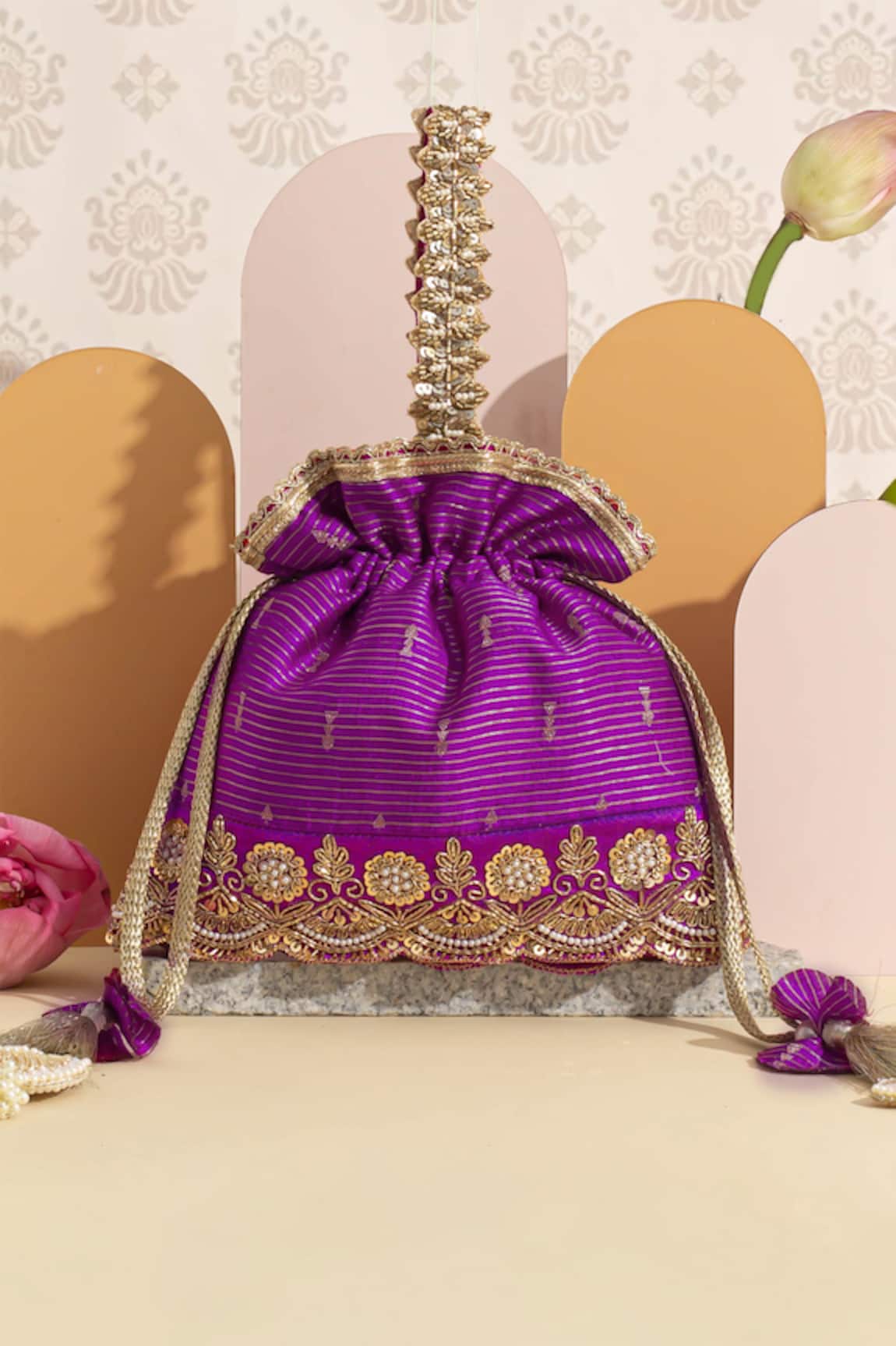 AMYRA Tari Blossom Zari Woven Potli Bag