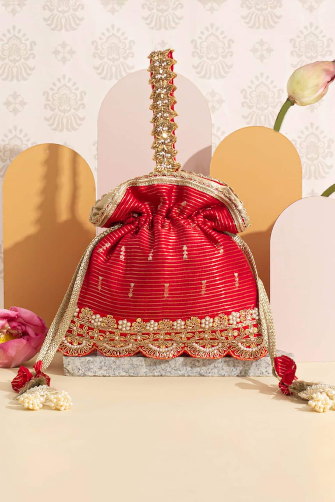 AMYRA Tari Fleur Blossom Zari Woven Potli Bag