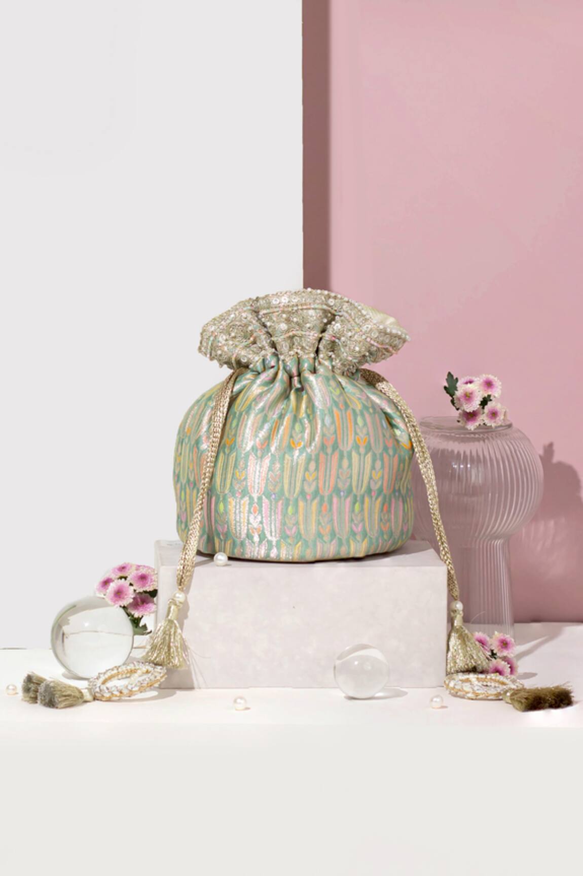 Amyra Titli Ambrosia Banarasi Silk Potli Bag 