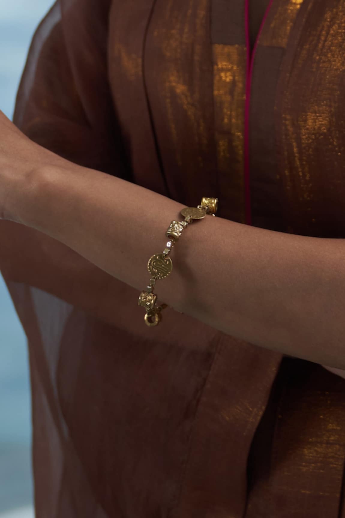 Charkhee Coins & Stones Embellished Bangle